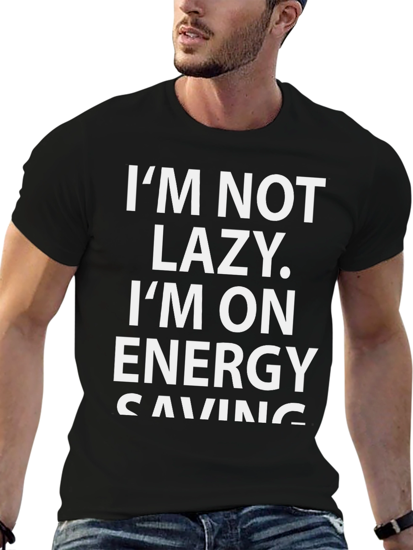 Funny Energy Saving T-Shirt - Black Cotton Tee
