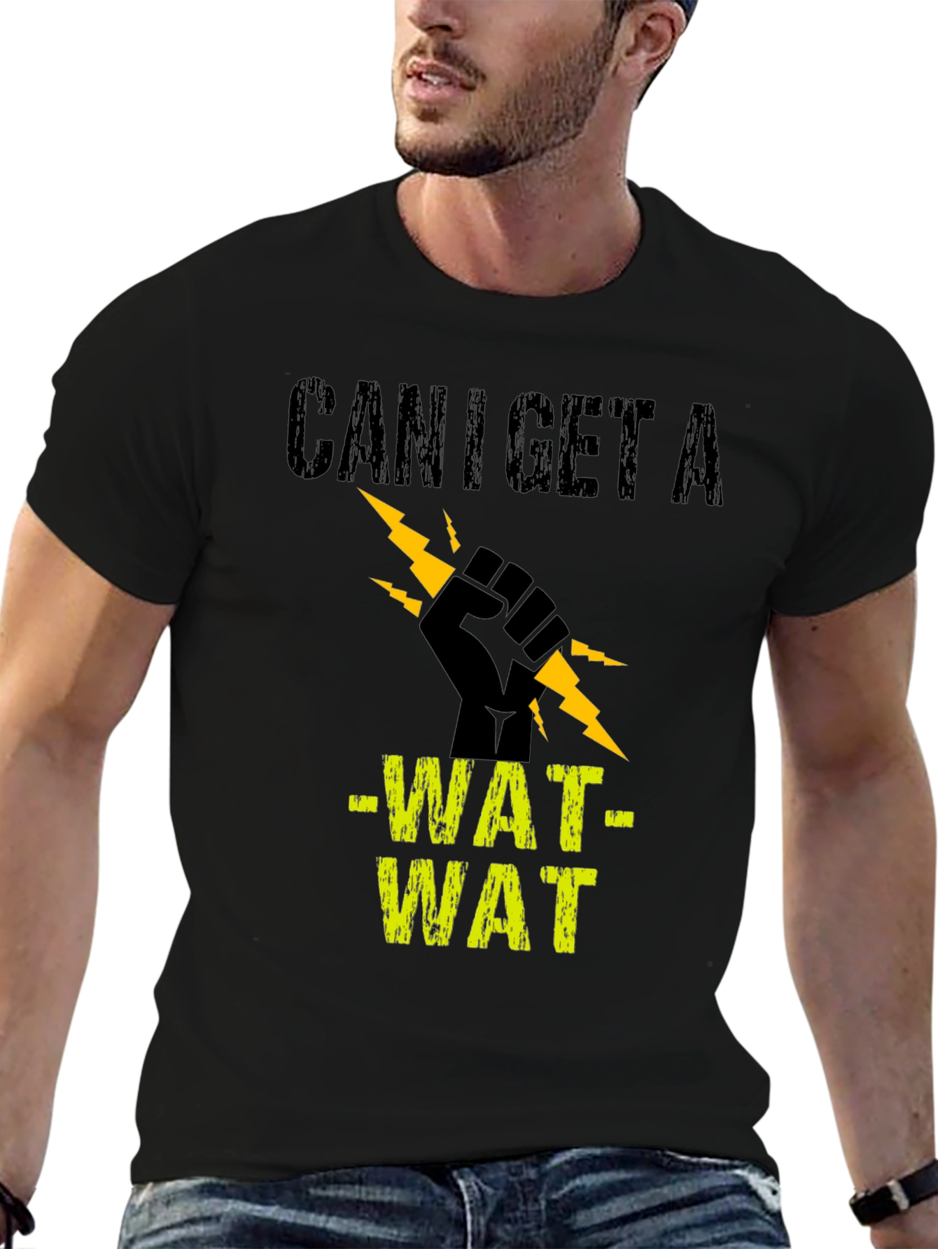 Can I Get A WAT WAT Black Graphic Tee