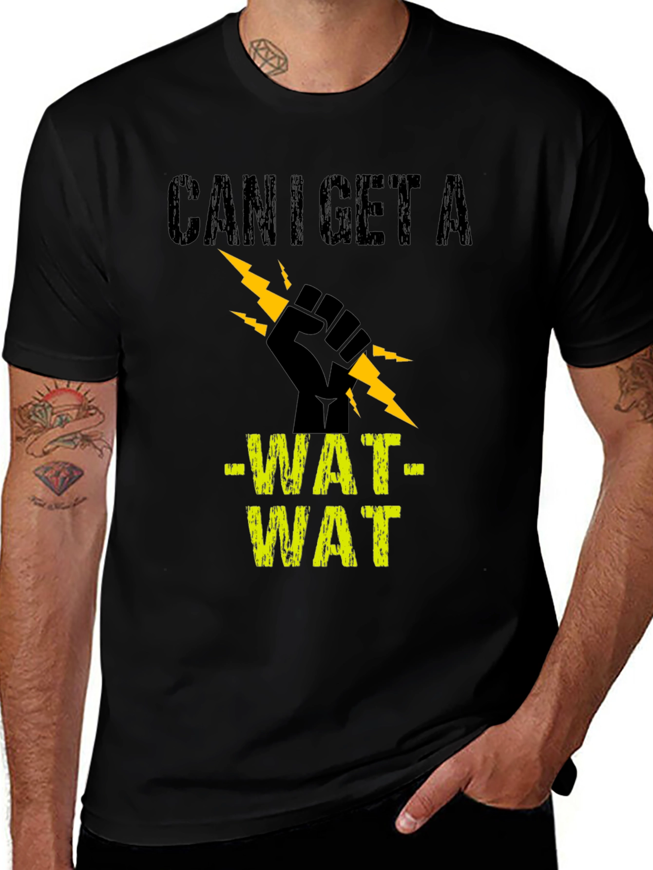 Can I Get A WAT WAT Black Graphic Tee