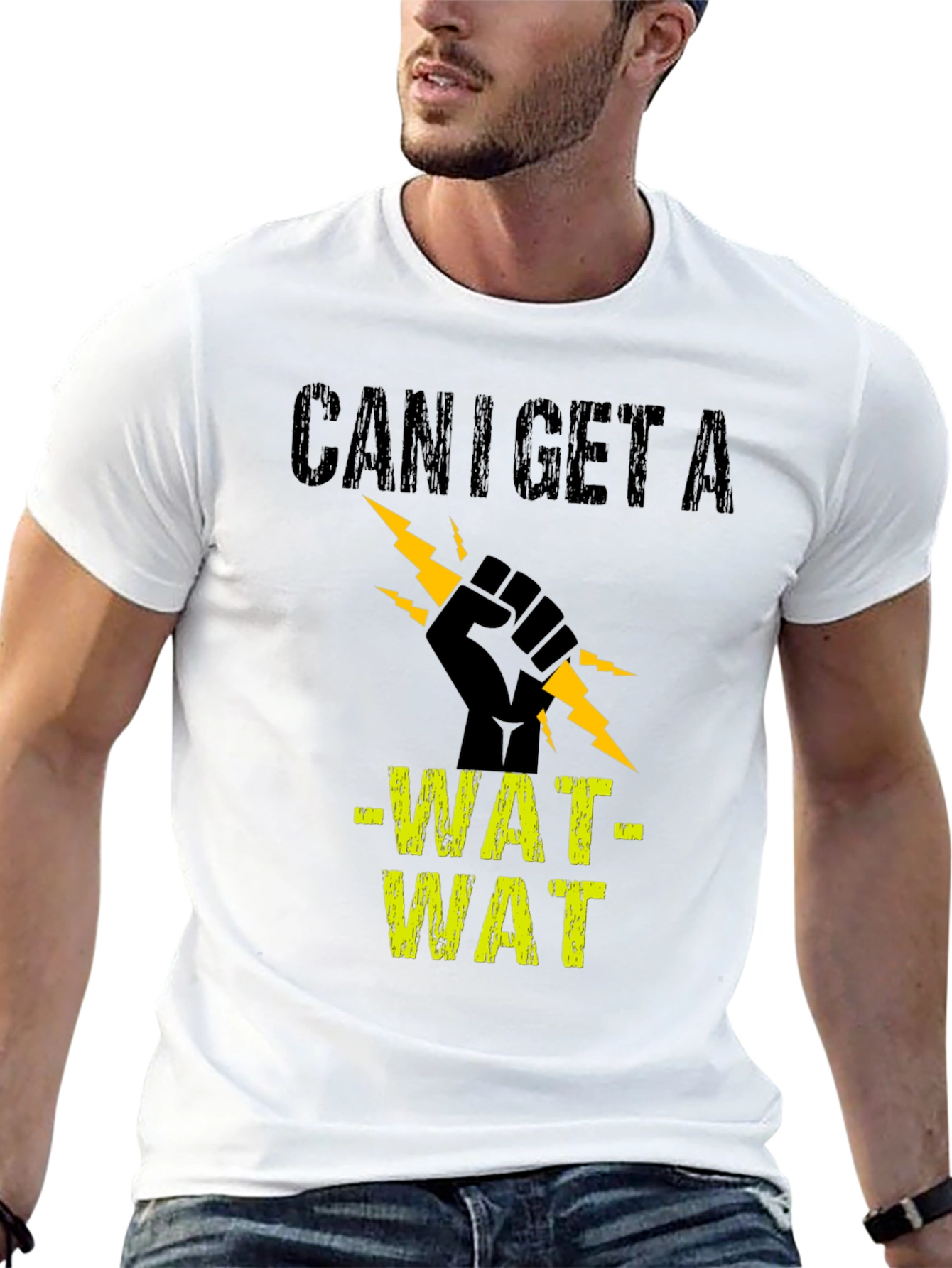 Can I Get A WAT WAT Black Graphic Tee