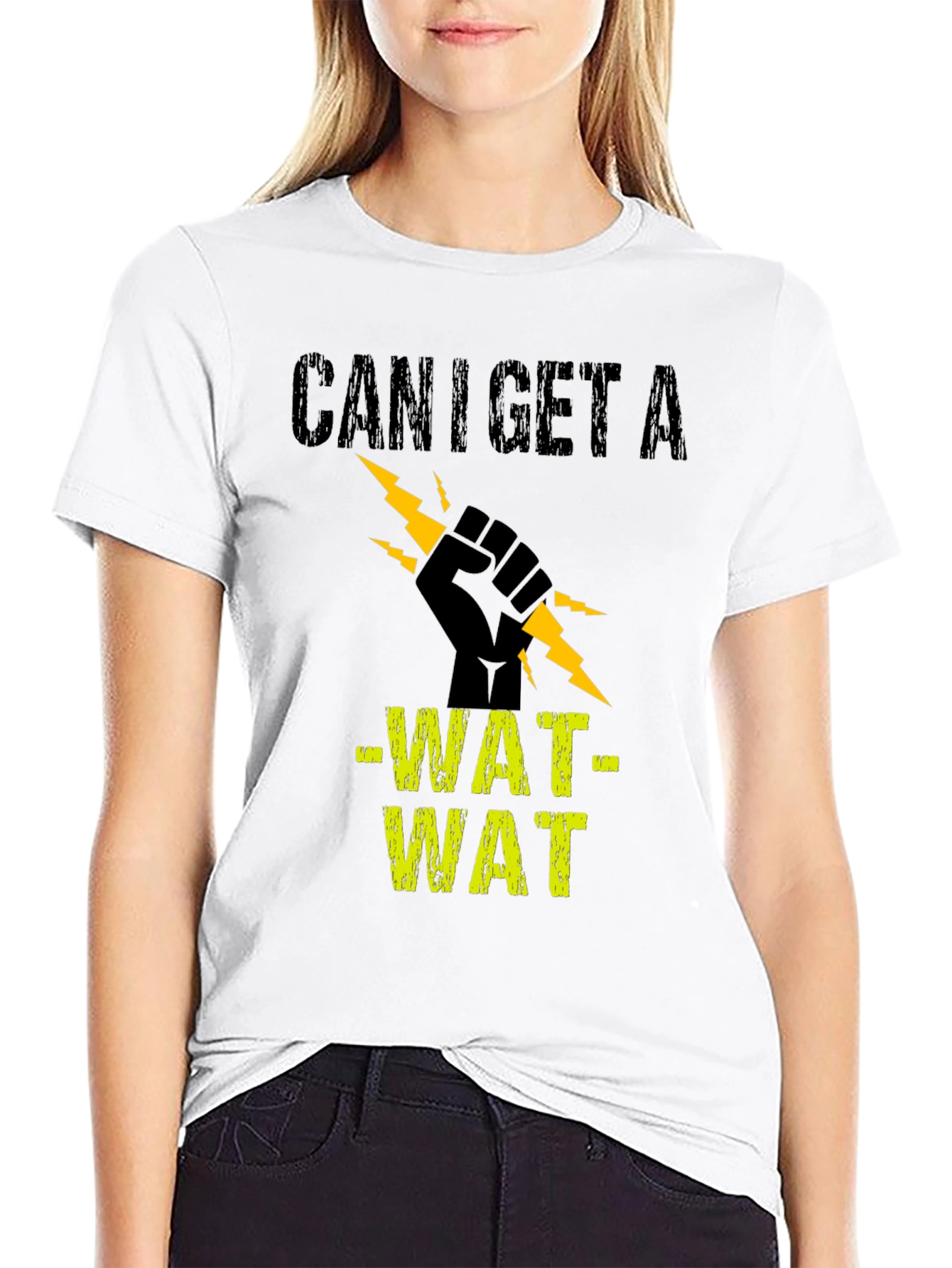 Can I Get A WAT WAT Black Graphic Tee