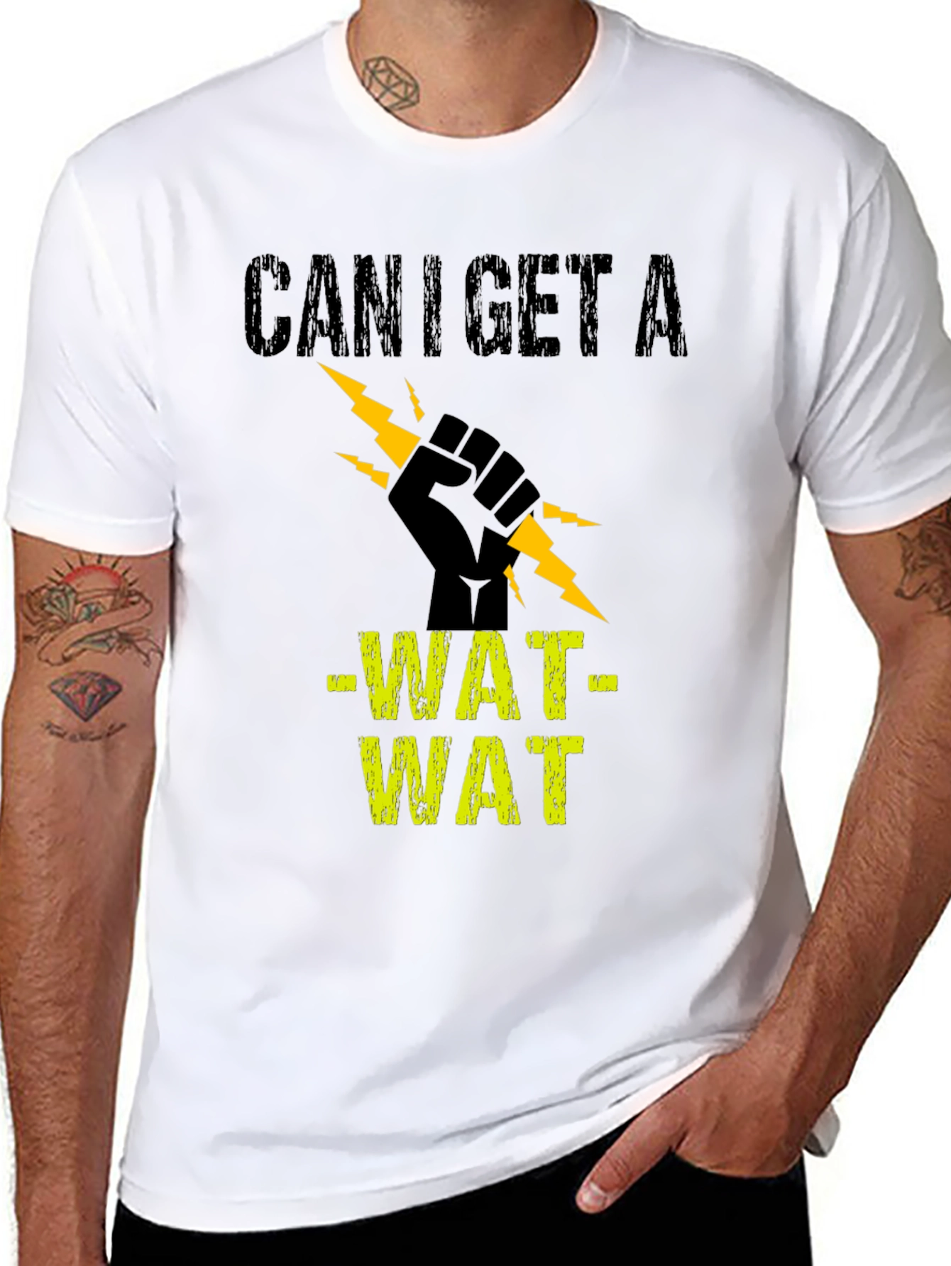 Can I Get A WAT WAT Black Graphic Tee