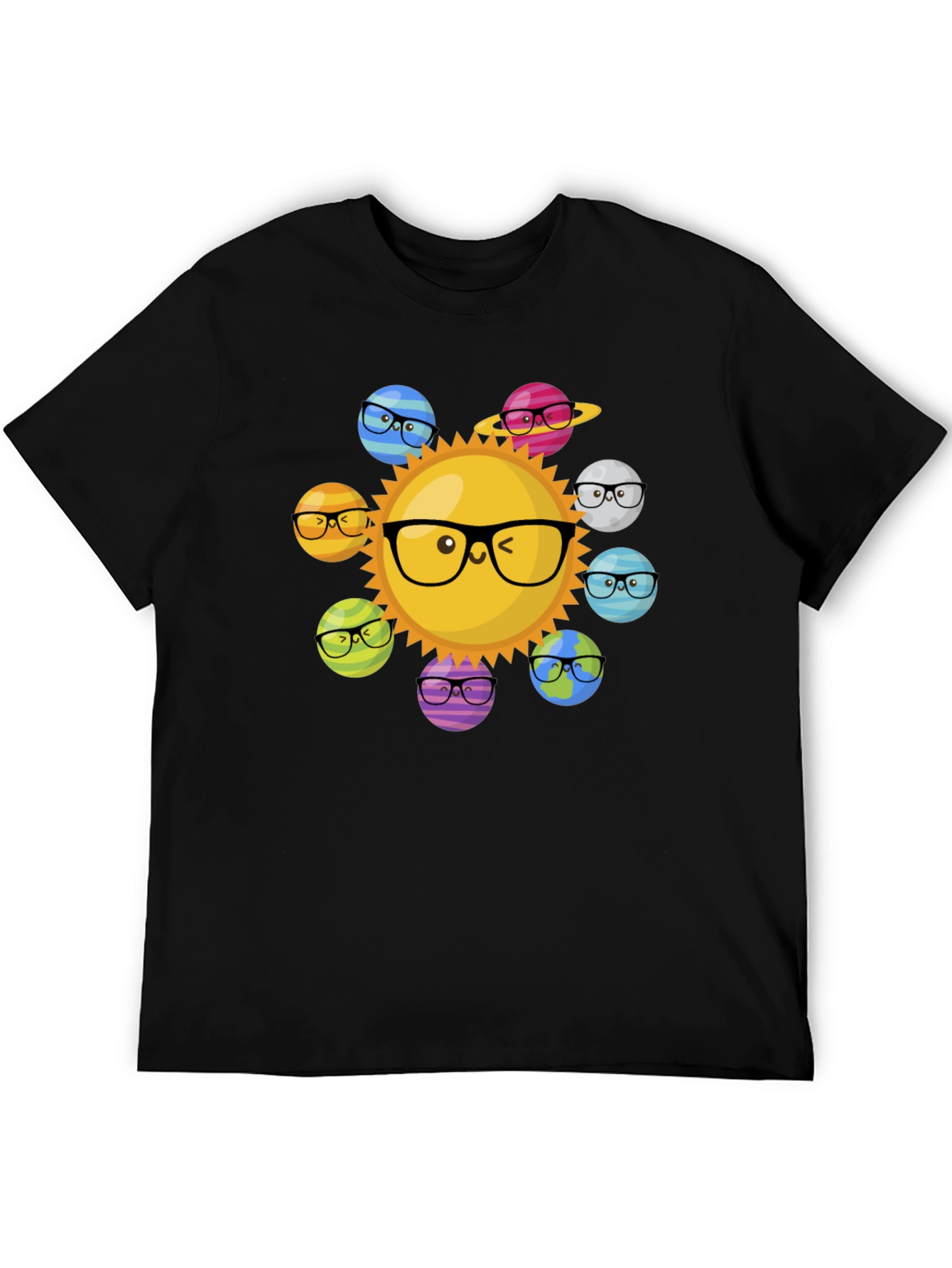 Sun & Planet Glasses T-Shirt - Solar System Fun