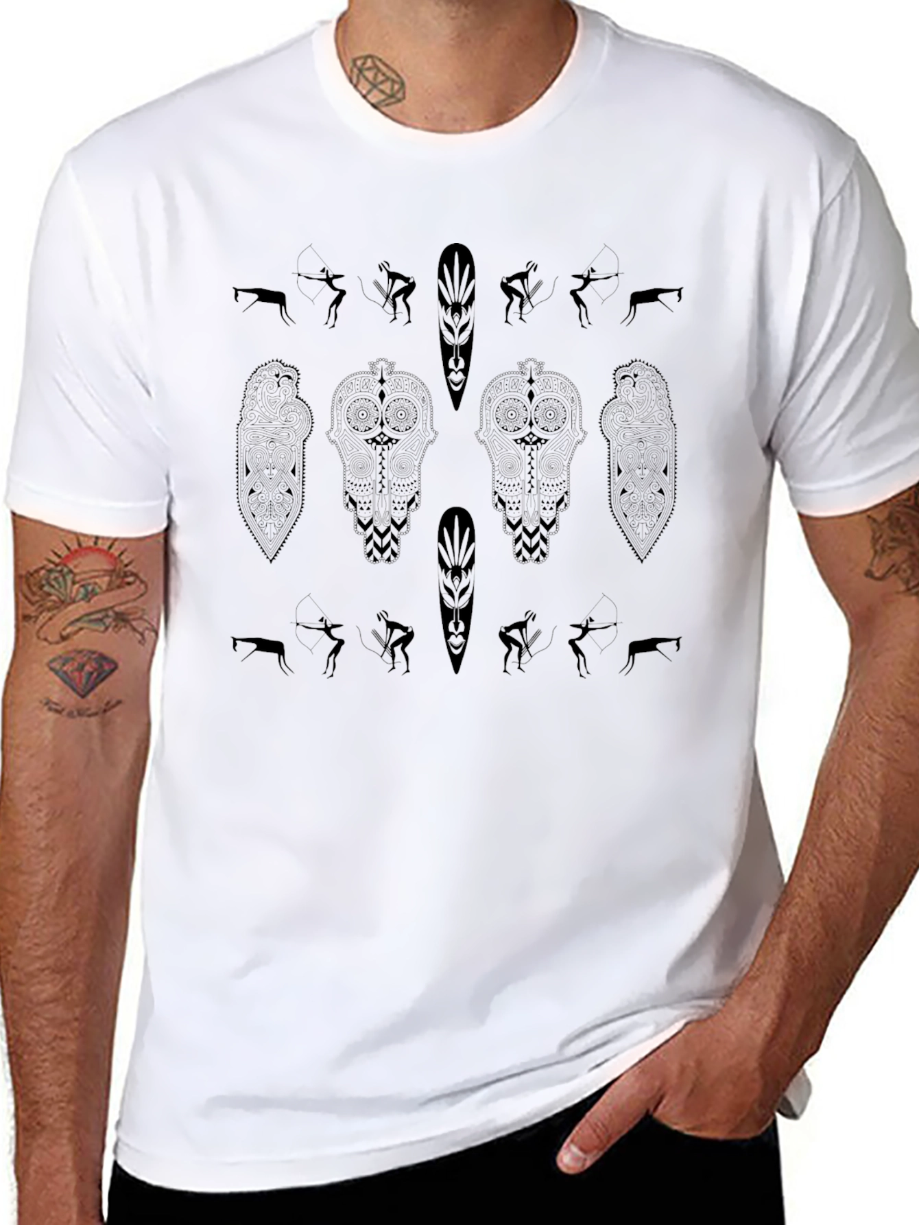 Tribal Art Graphic Black T-Shirt