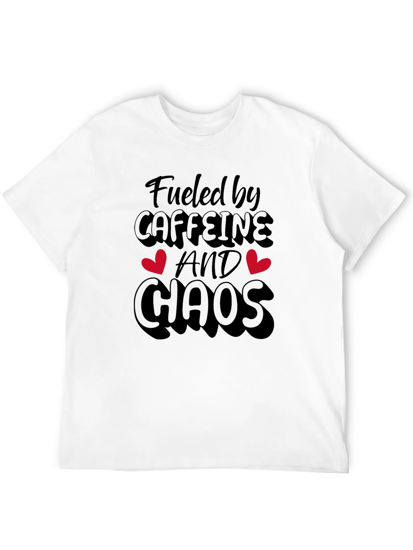 Fueled By Caffeine And Chaos Black T-Shirt