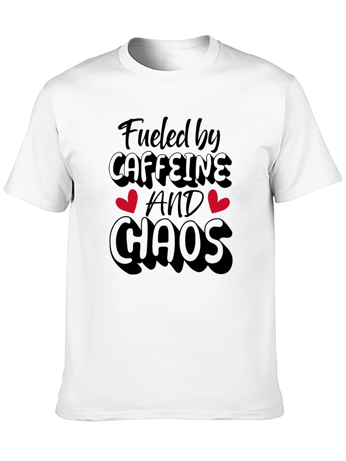 Fueled By Caffeine And Chaos Black T-Shirt