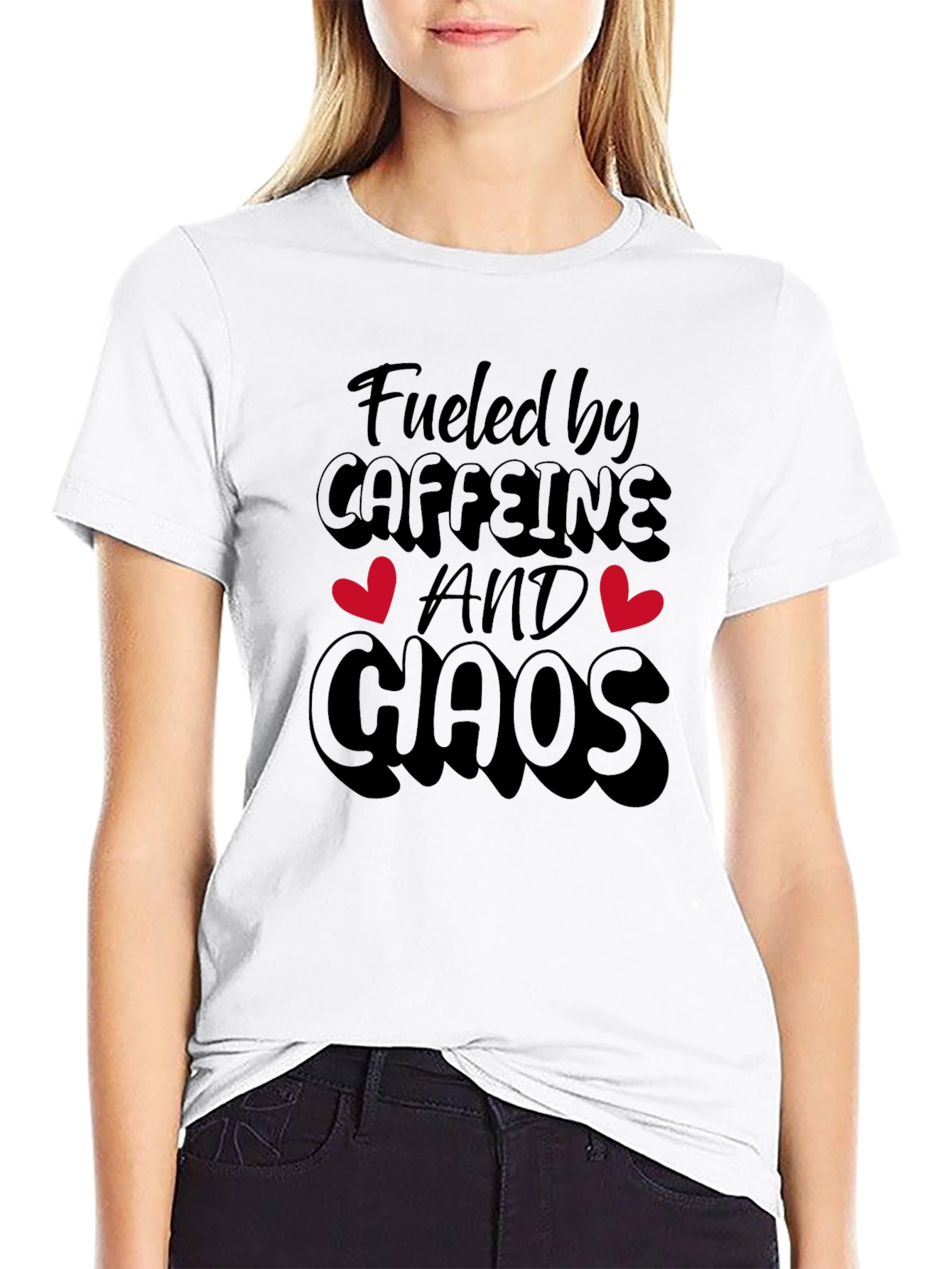 Fueled By Caffeine And Chaos Black T-Shirt