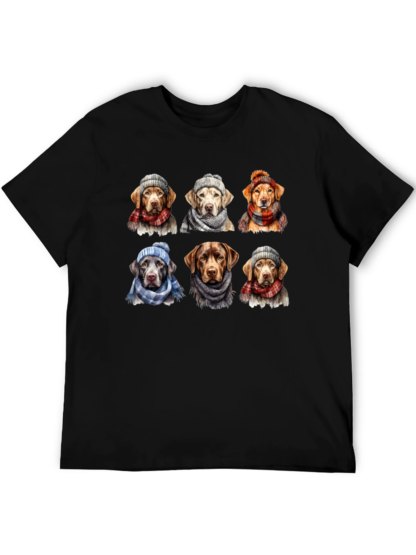 Labrador Dogs Winter Hats Scarves T-Shirt