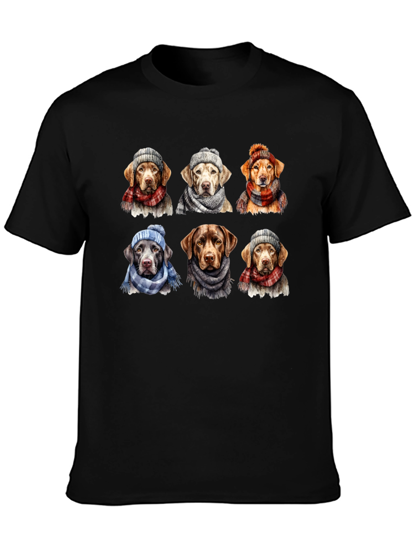 Labrador Dogs Winter Hats Scarves T-Shirt