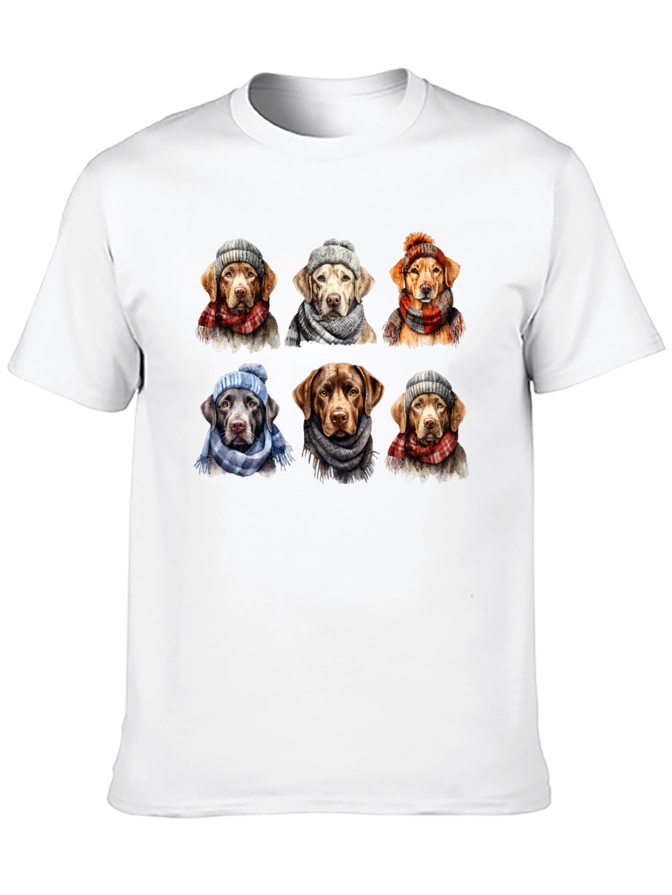 Labrador Dogs Winter Hats Scarves T-Shirt
