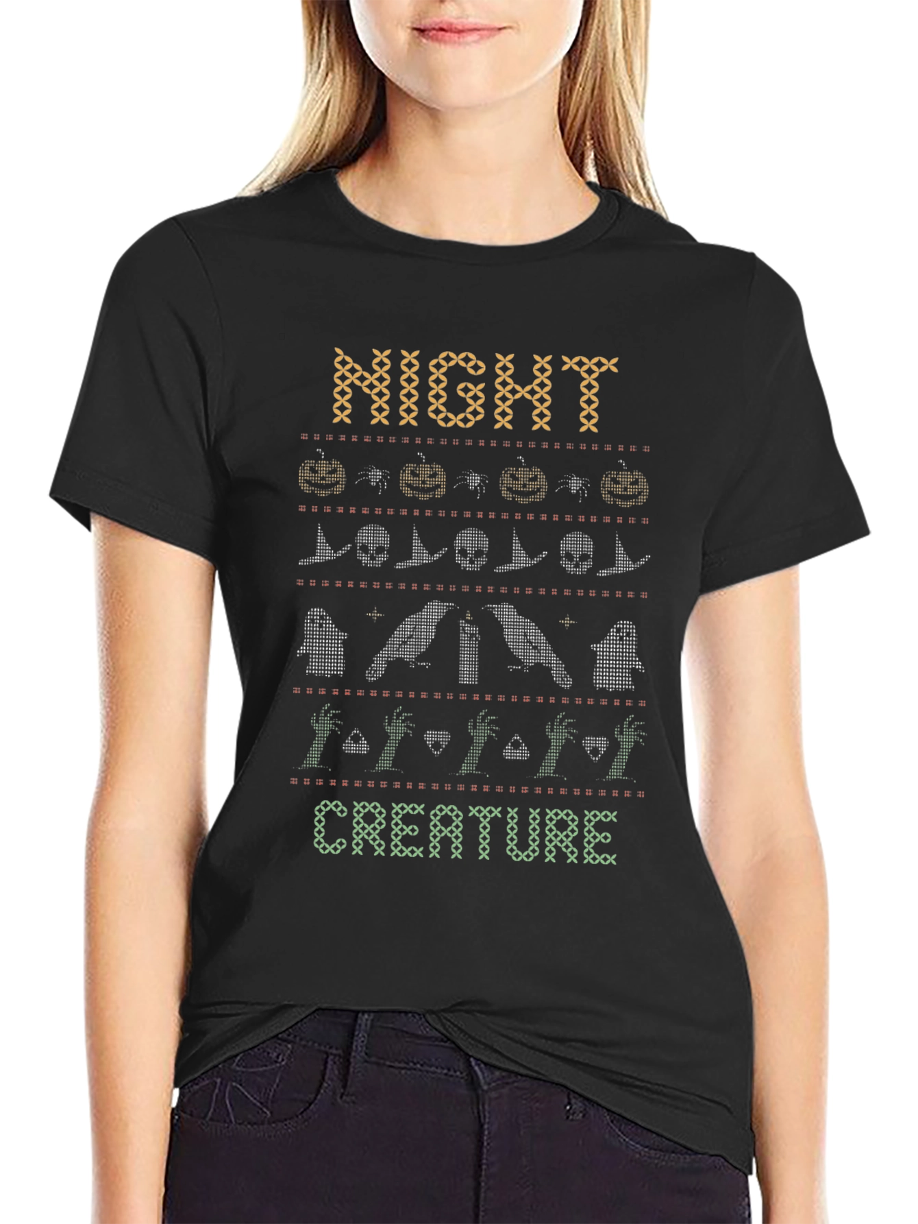 Night Creature Halloween Pattern T-Shirt
