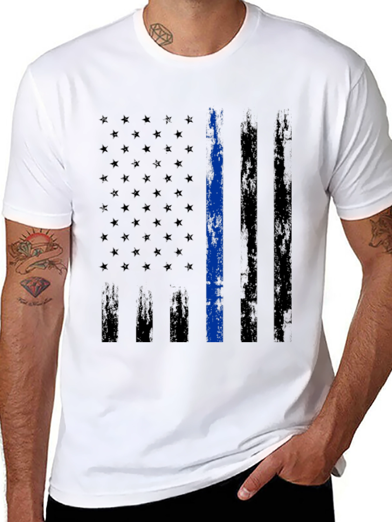 Thin Blue Line American Flag T-Shirt