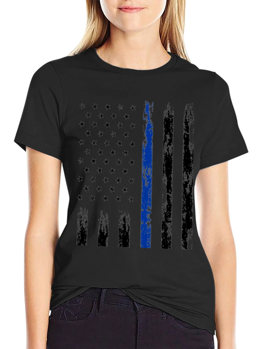 Thin Blue Line American Flag T-Shirt
