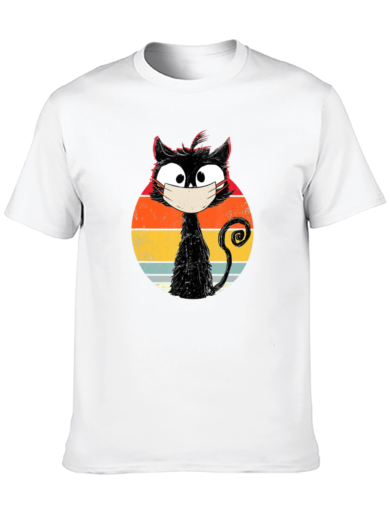 Masked Cat Retro Graphic T-Shirt