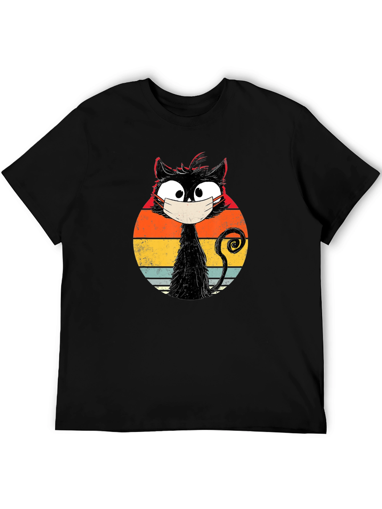 Masked Cat Retro Graphic T-Shirt