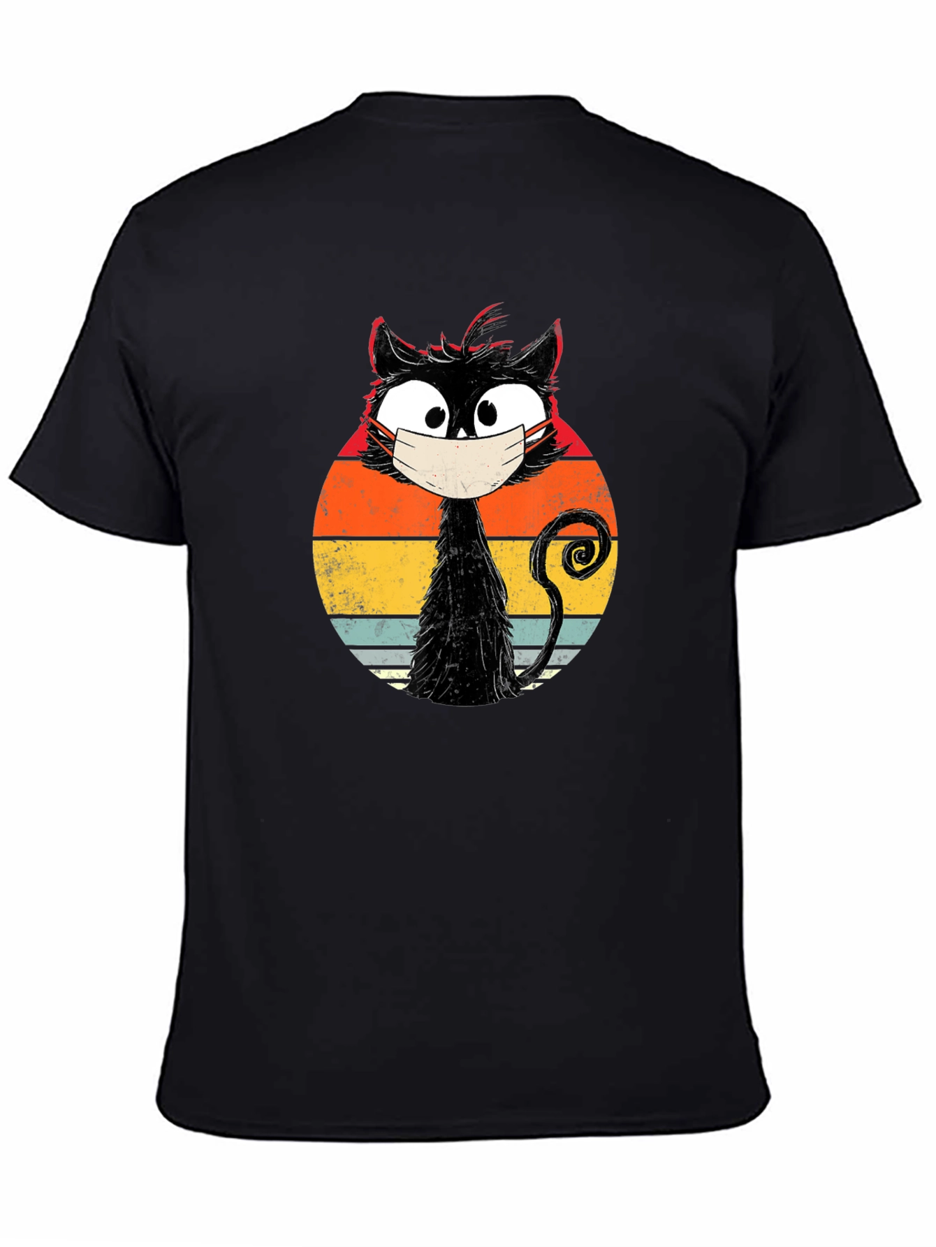 Masked Cat Retro Graphic T-Shirt