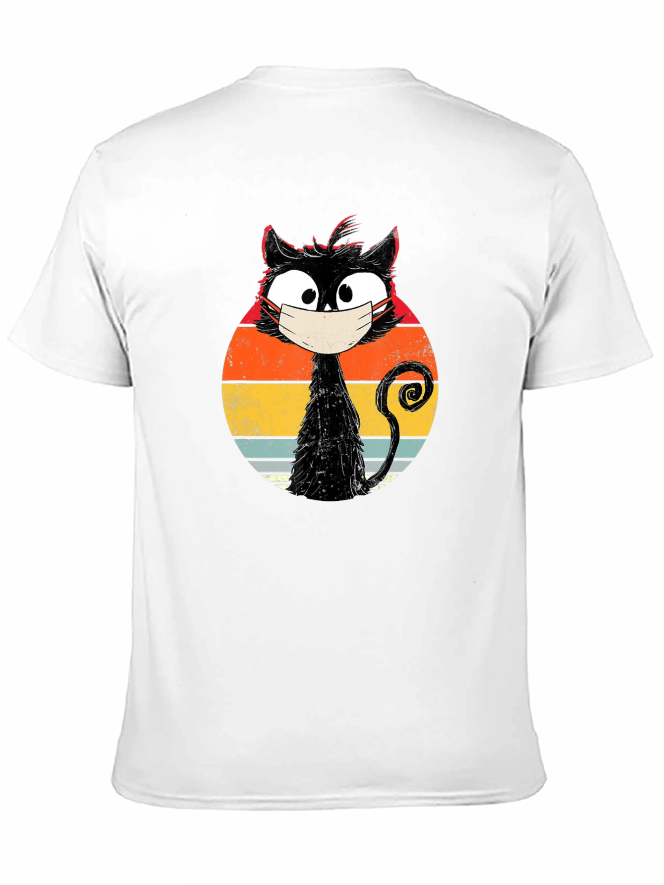 Masked Cat Retro Graphic T-Shirt