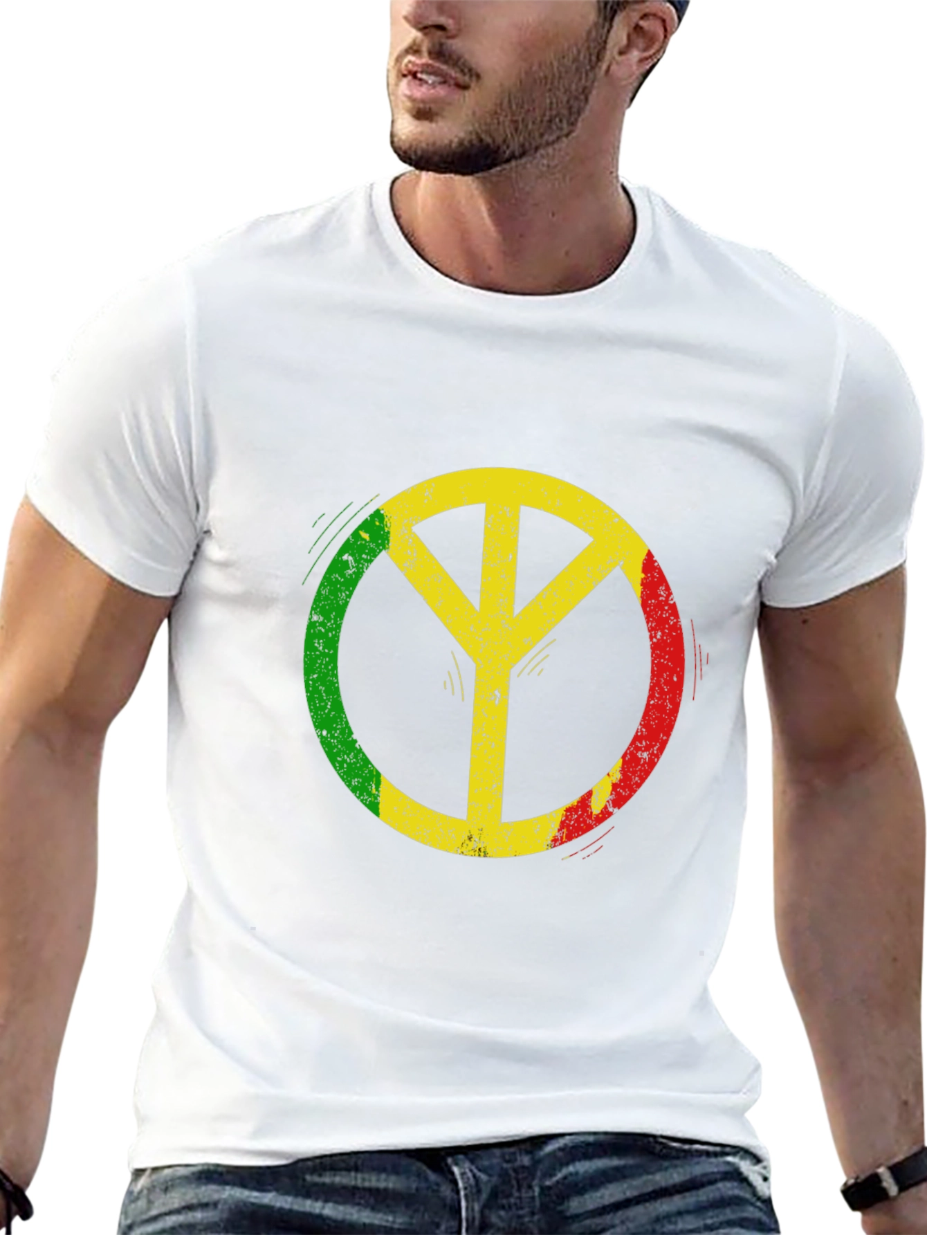 Rasta Peace Sign Black T-Shirt