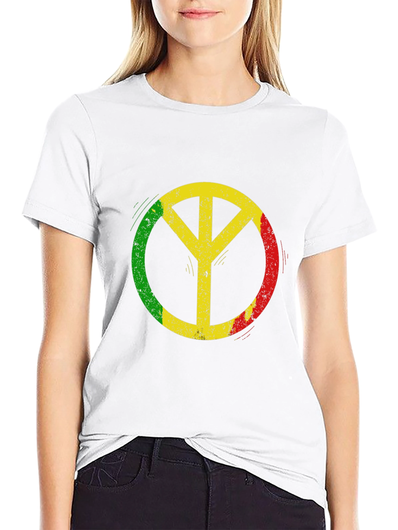 Rasta Peace Sign Black T-Shirt