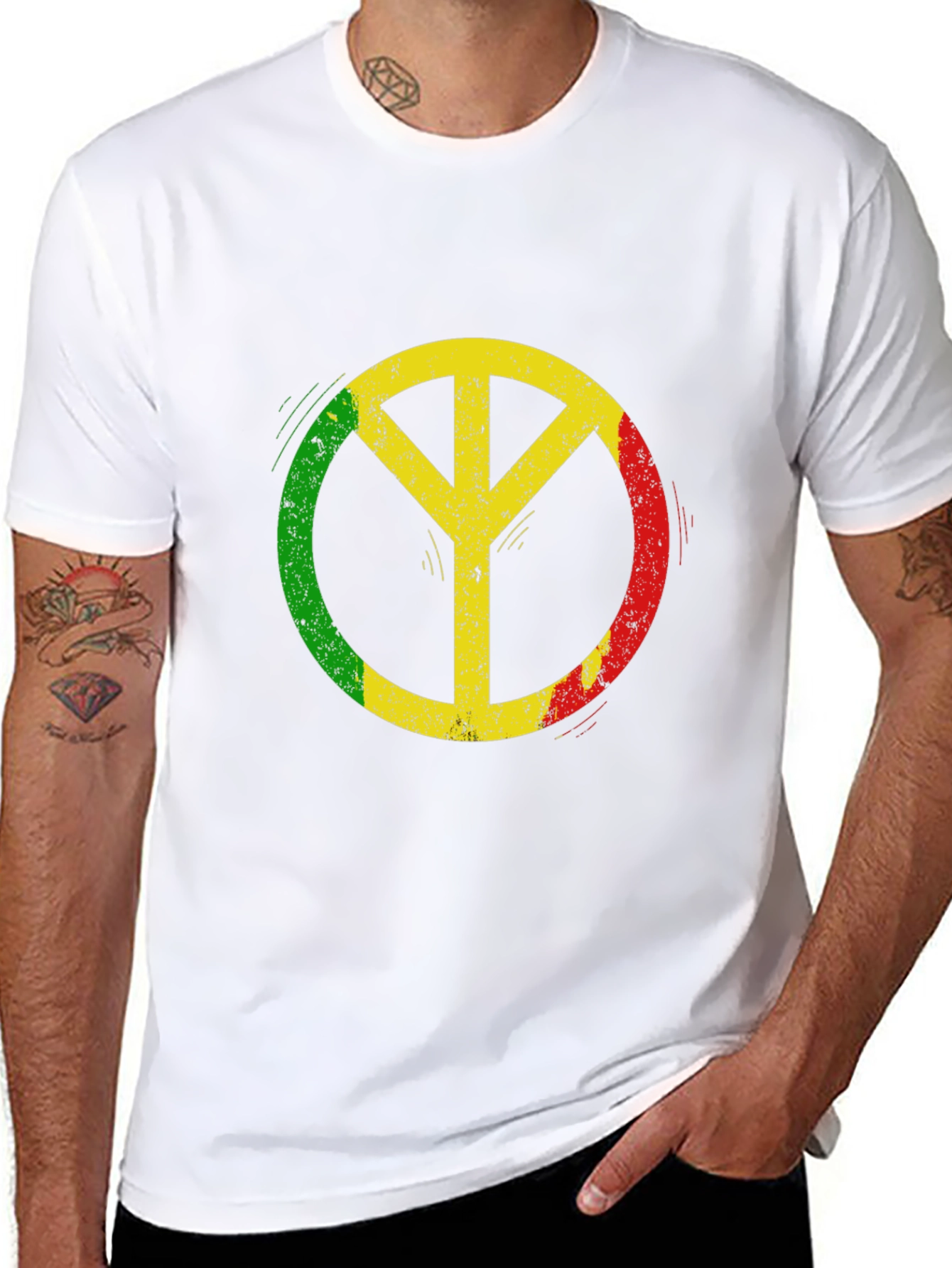 Rasta Peace Sign Black T-Shirt