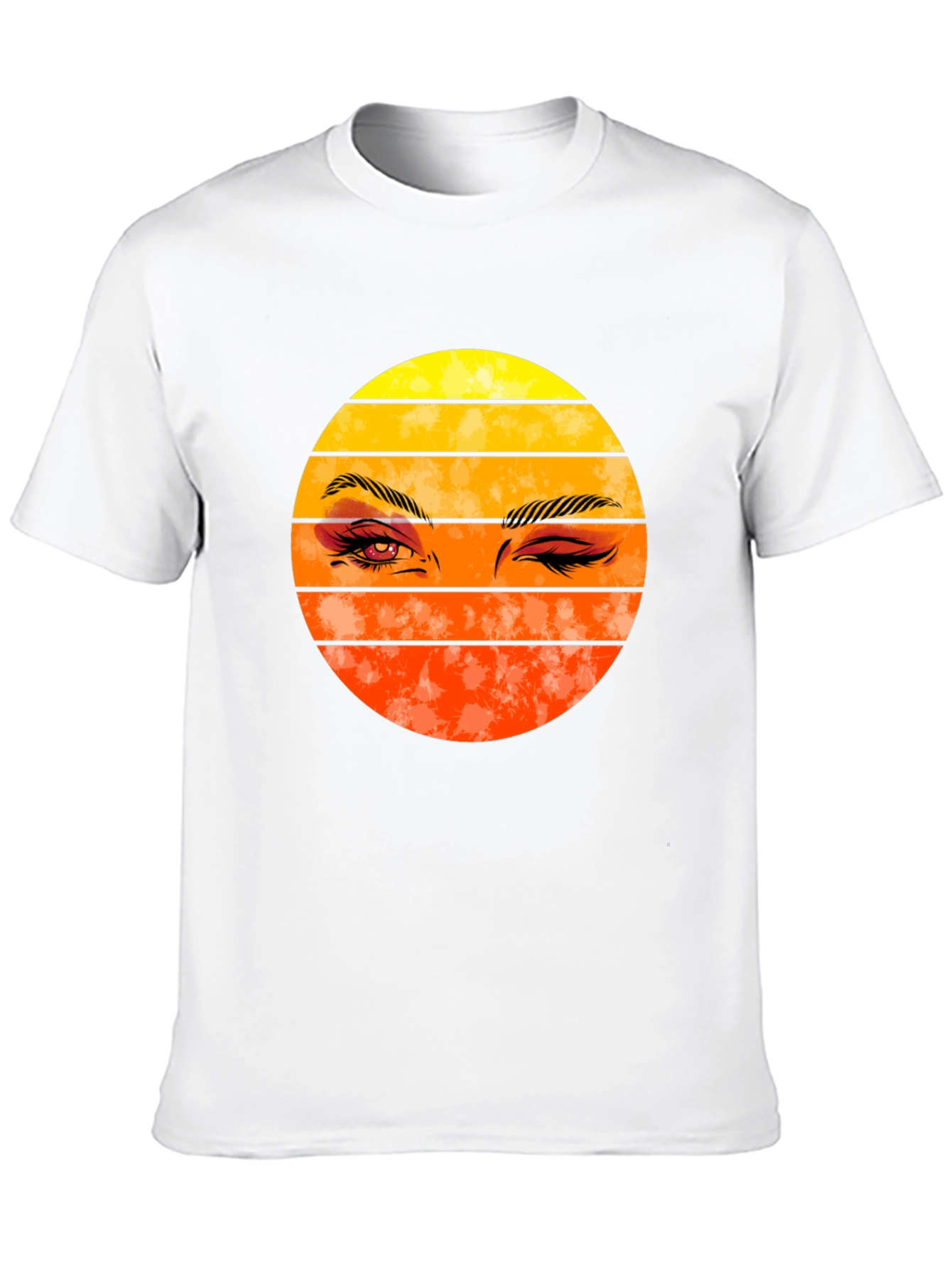 Retro Sunset Wink Graphic Tee - Black