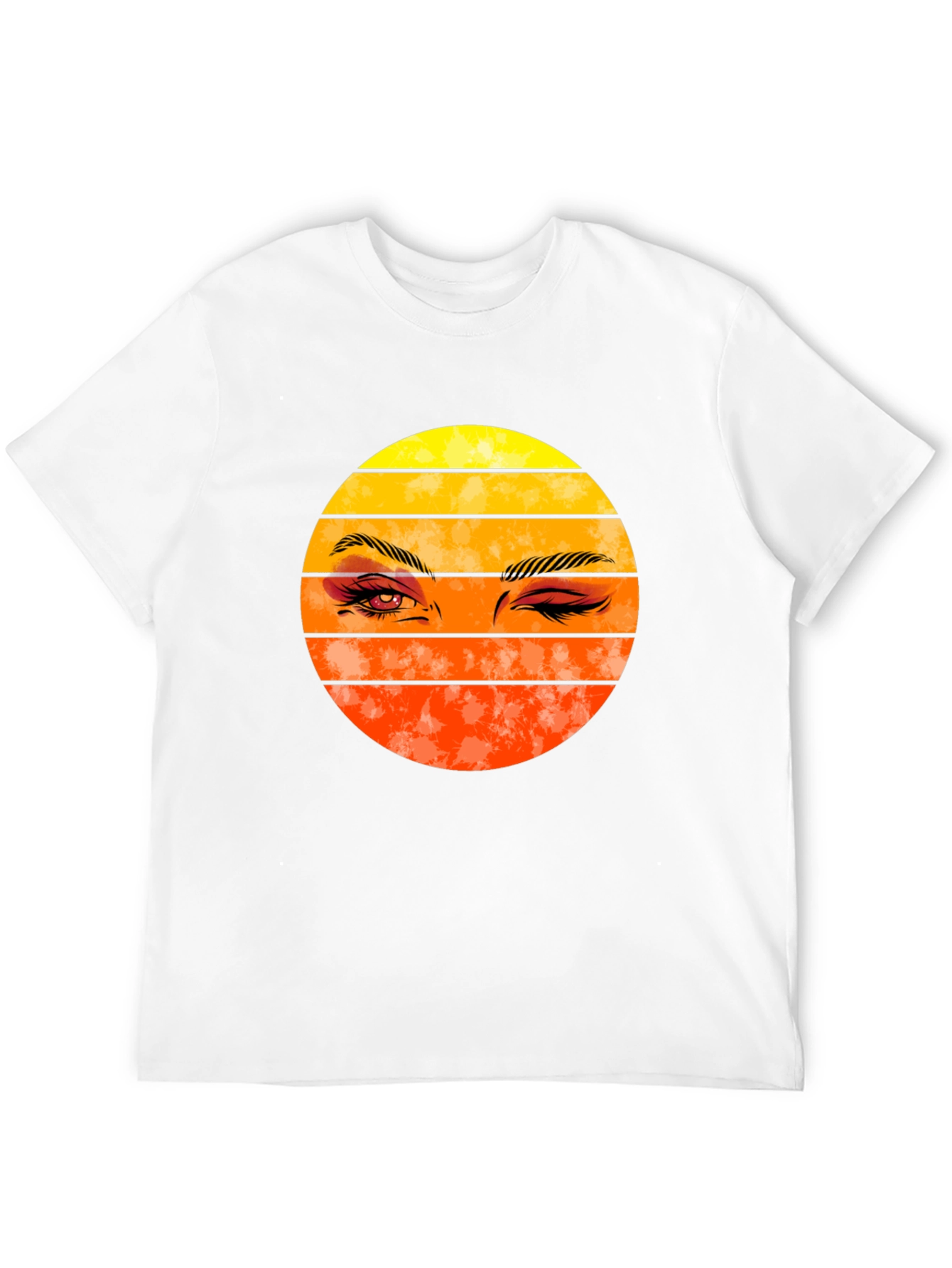 Retro Sunset Wink Graphic Tee - Black