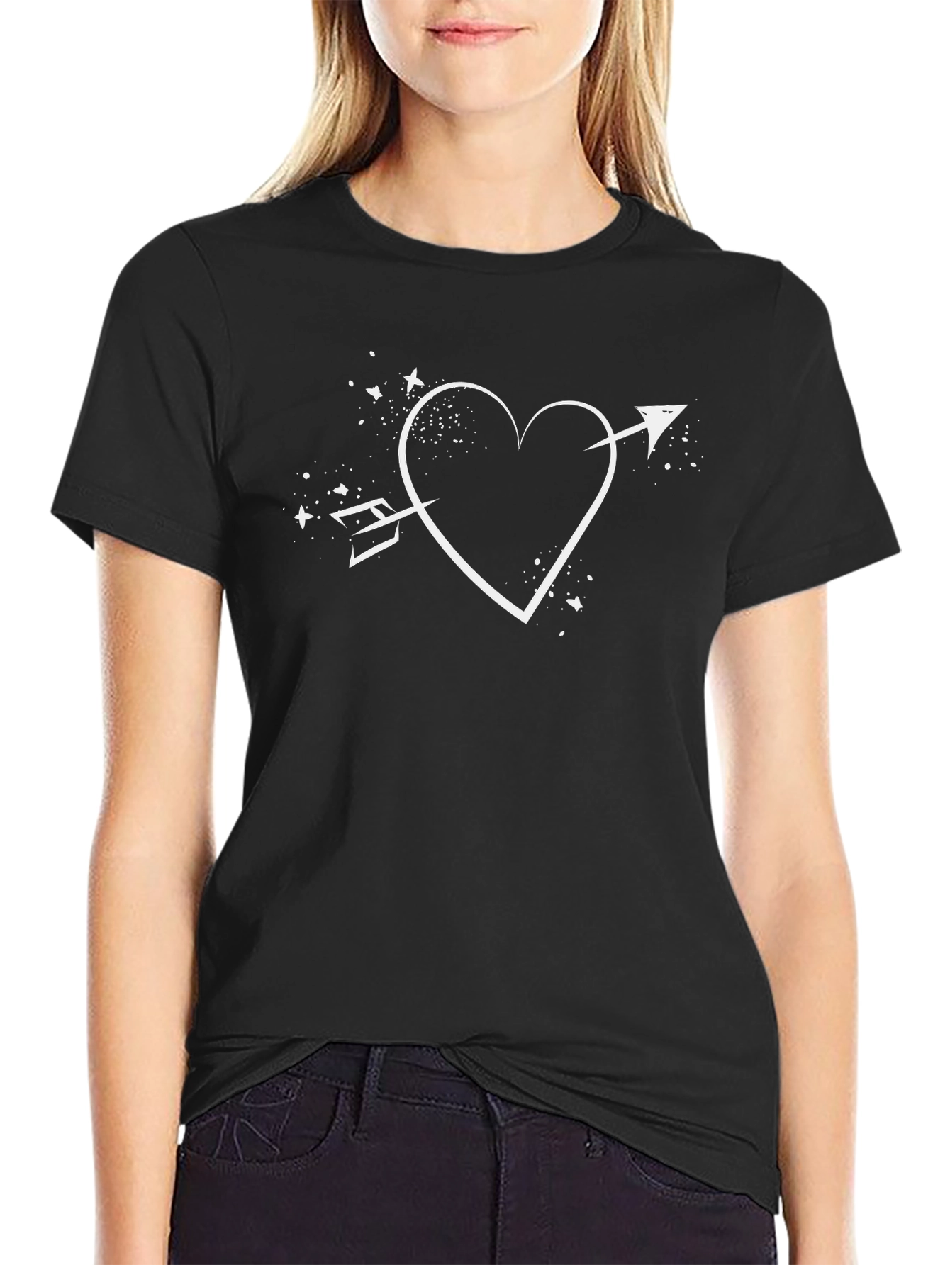 Heart Arrow Graphic Tee - Black