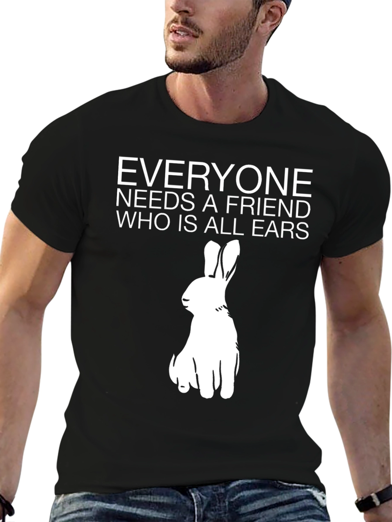 Funny Rabbit Graphic T-Shirt - All Ears Friend
