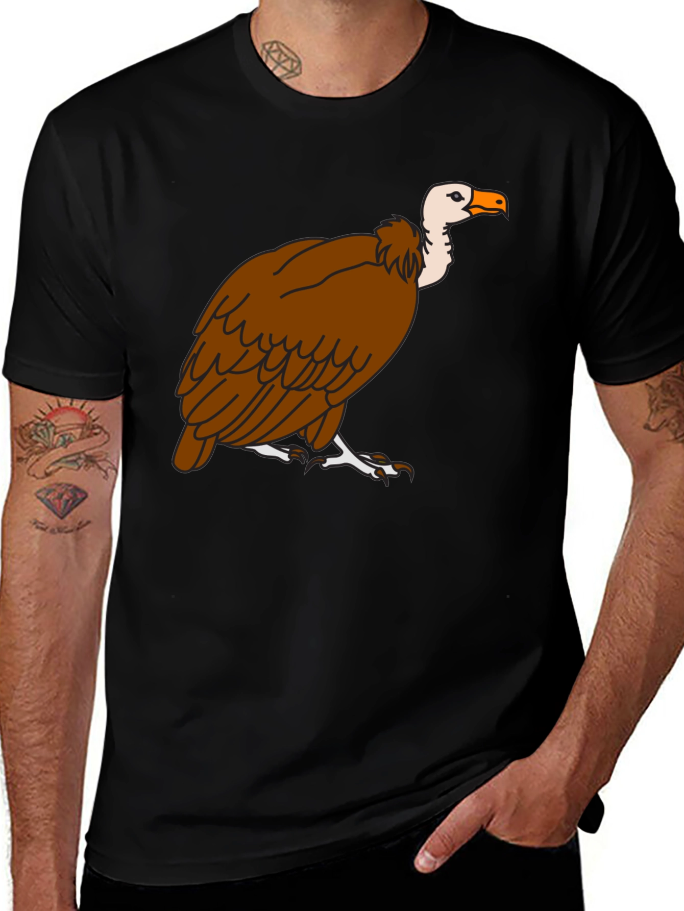 Vulture Graphic Tee - Black Cotton T-Shirt