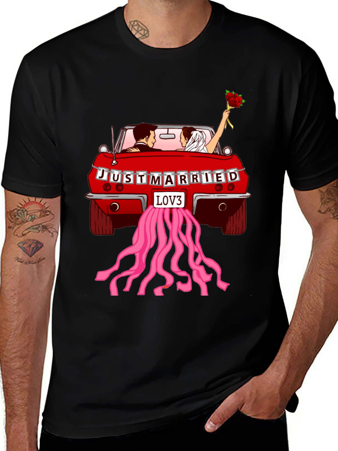 Just Married Car T-Shirt - Love Celebration