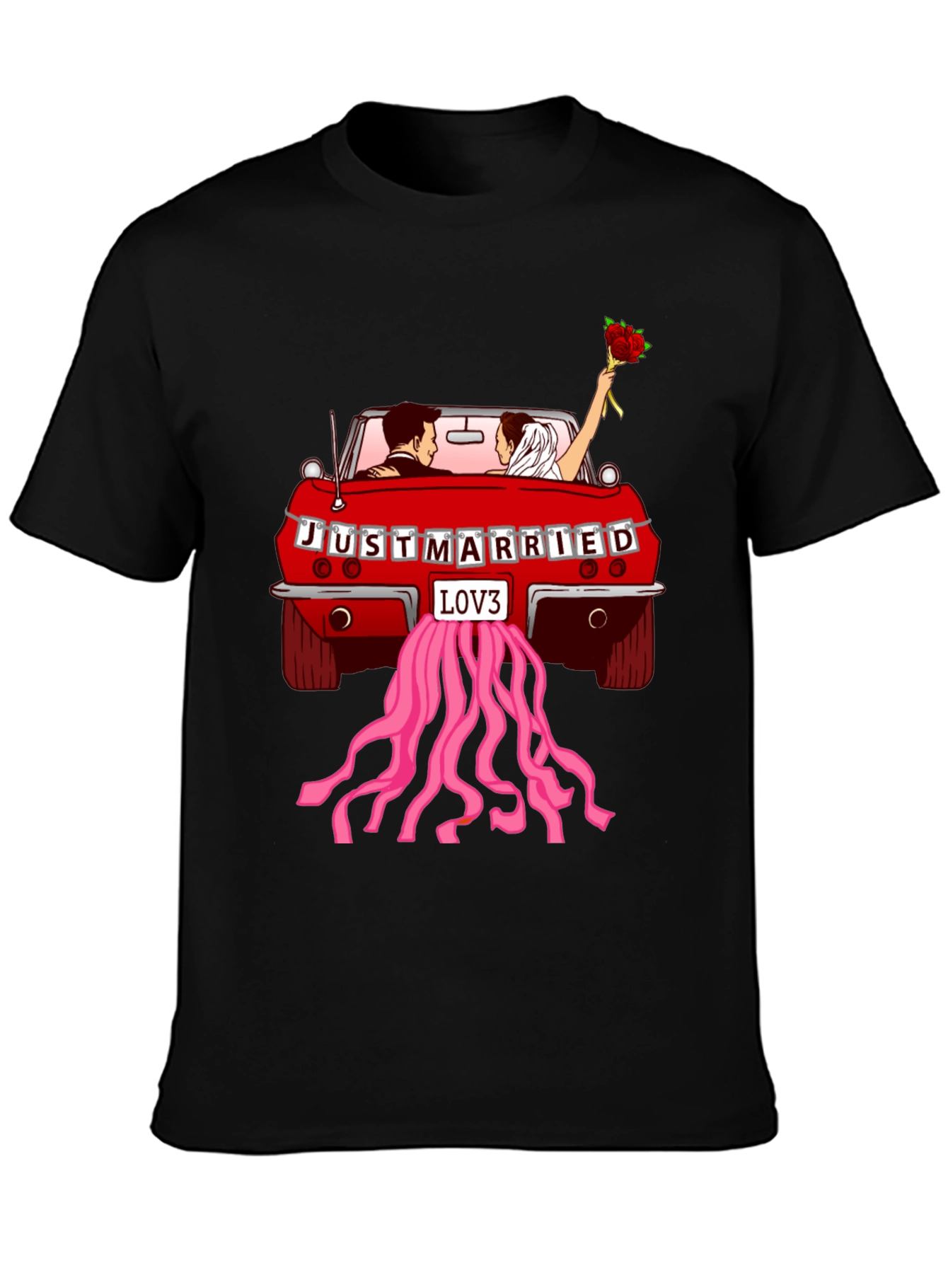 Just Married Car T-Shirt - Love Celebration