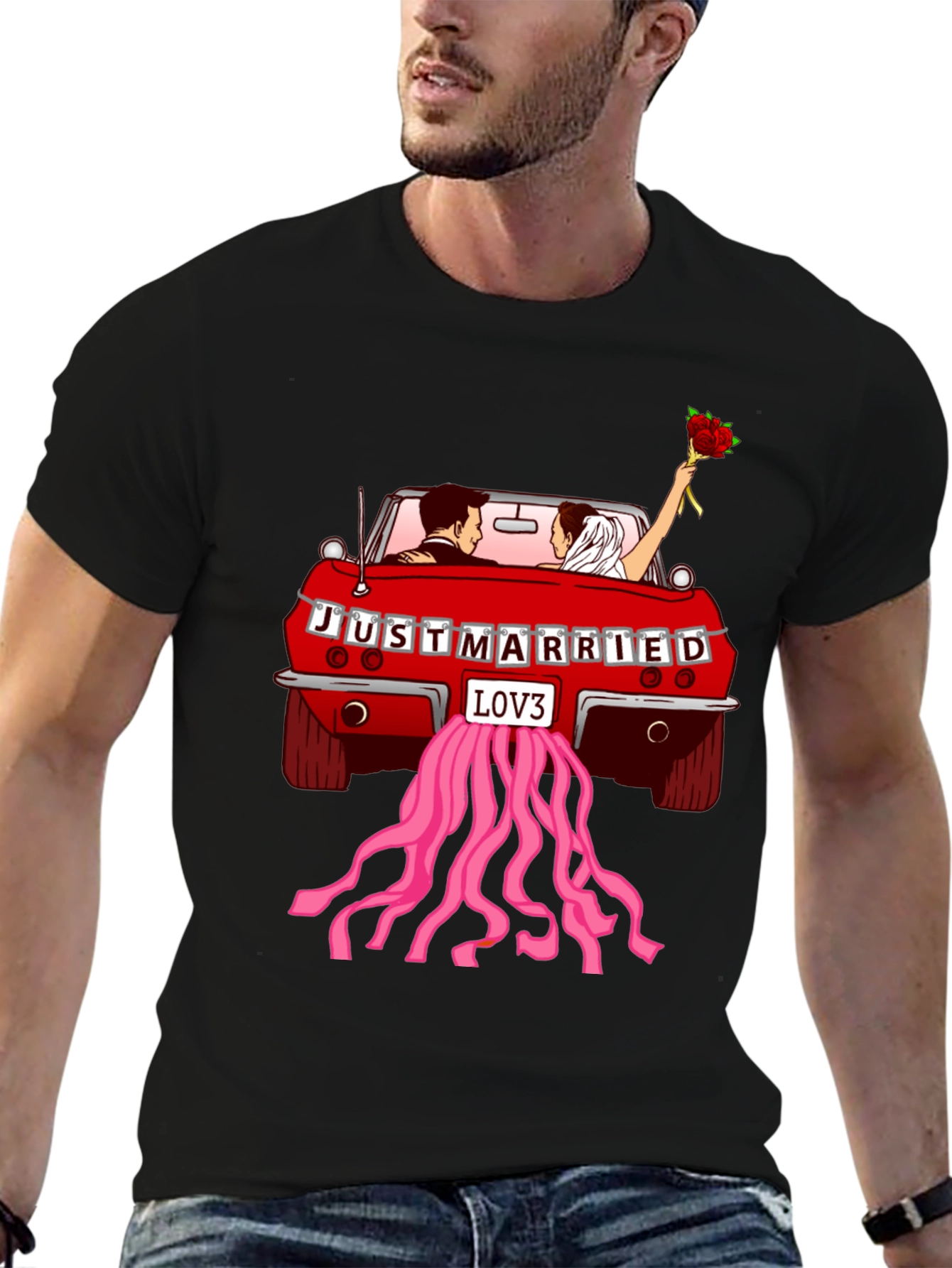 Just Married Car T-Shirt - Love Celebration