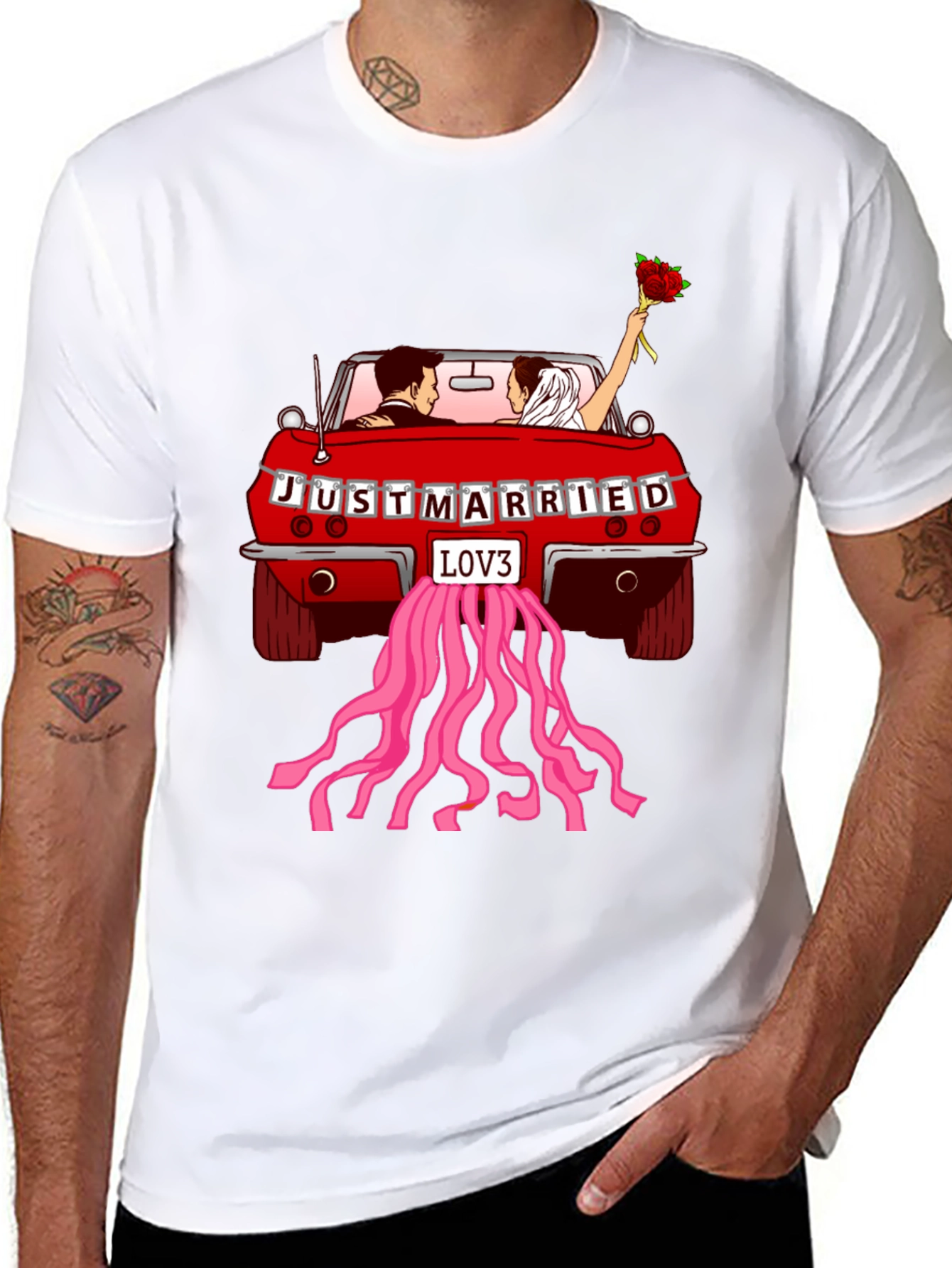 Just Married Car T-Shirt - Love Celebration