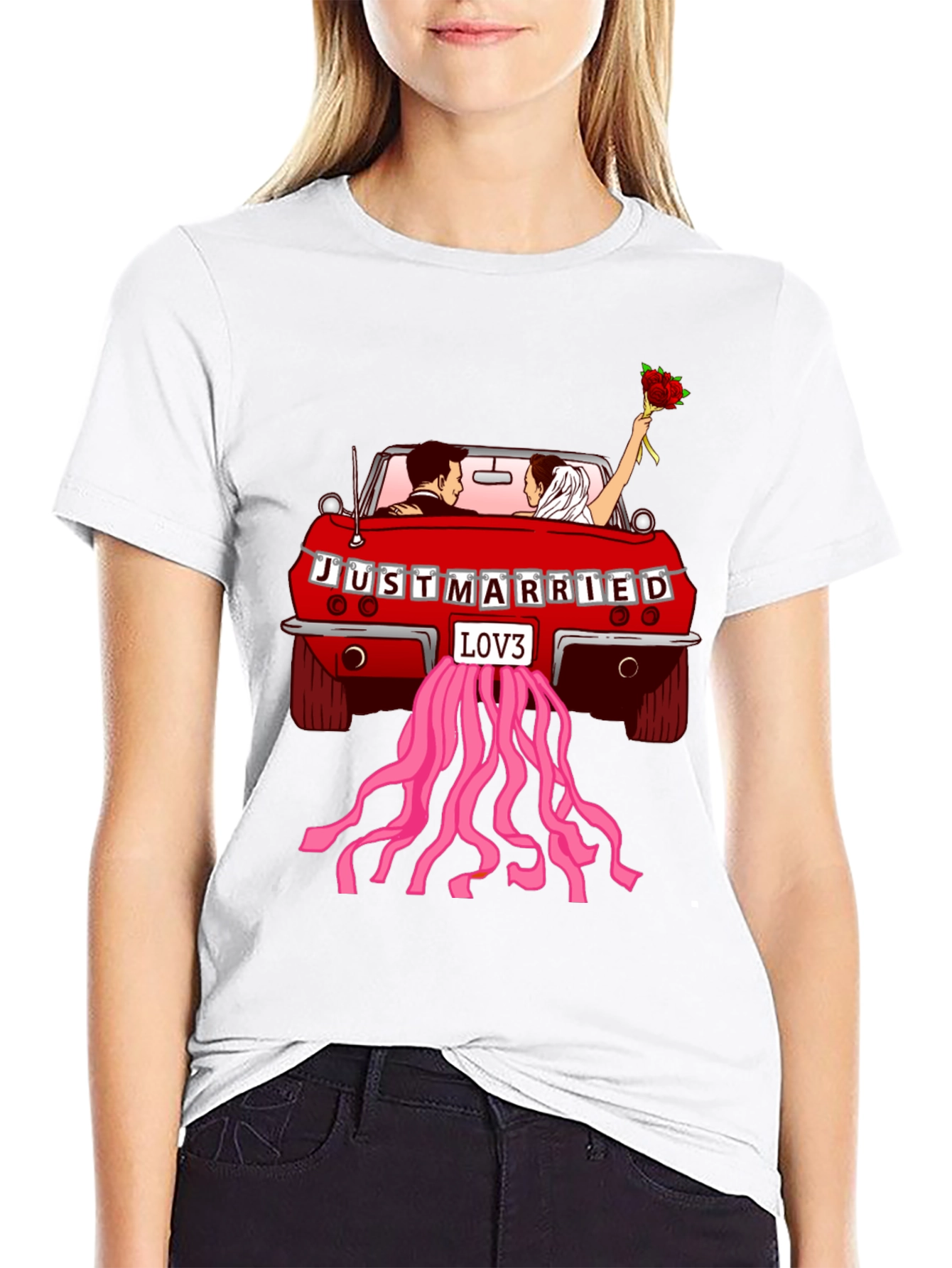 Just Married Car T-Shirt - Love Celebration