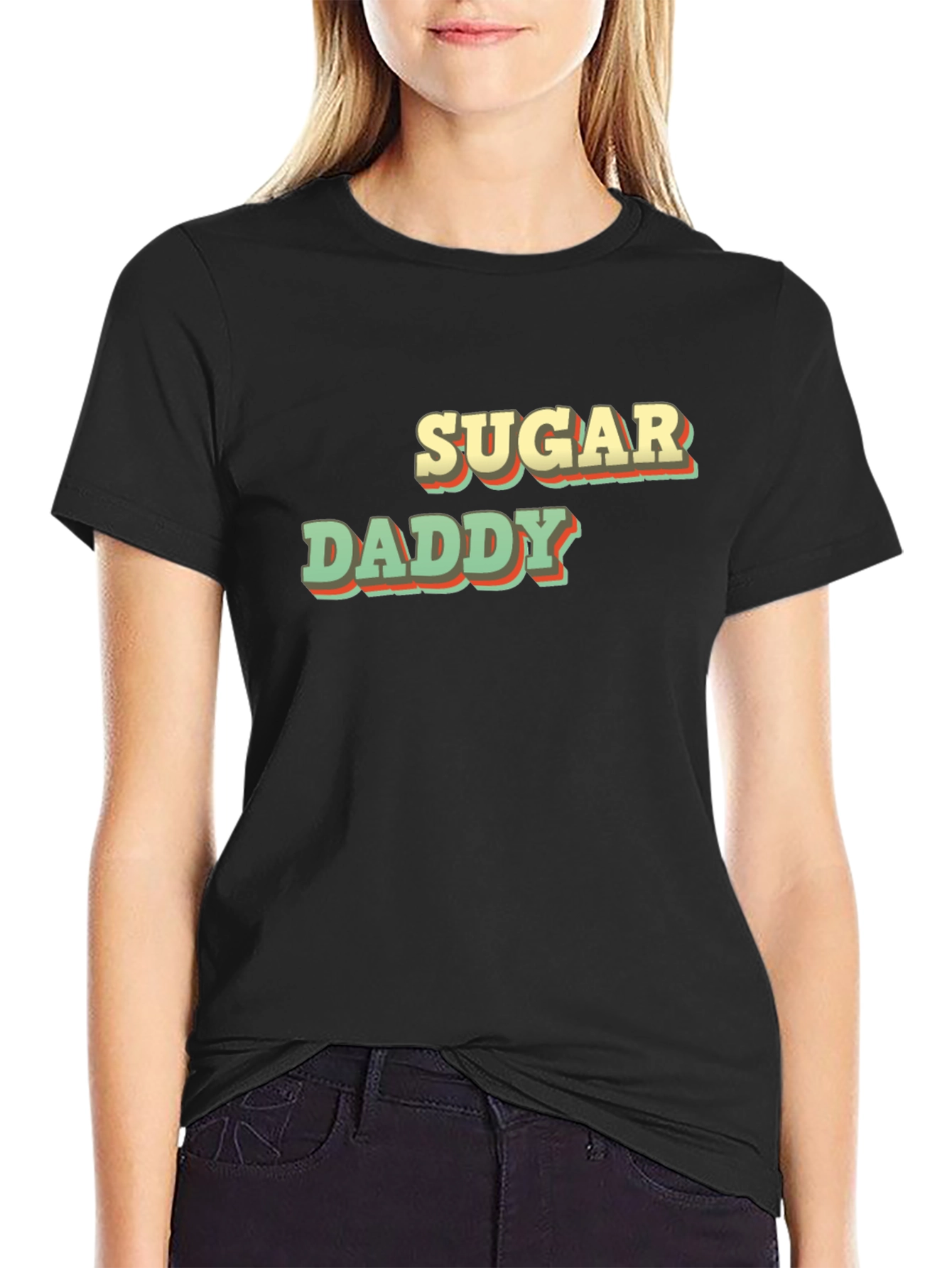 Retro Sugar Daddy Graphic Tee - Black Cotton T-Shirt