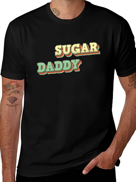 Retro Sugar Daddy Graphic Tee - Black Cotton T-Shirt