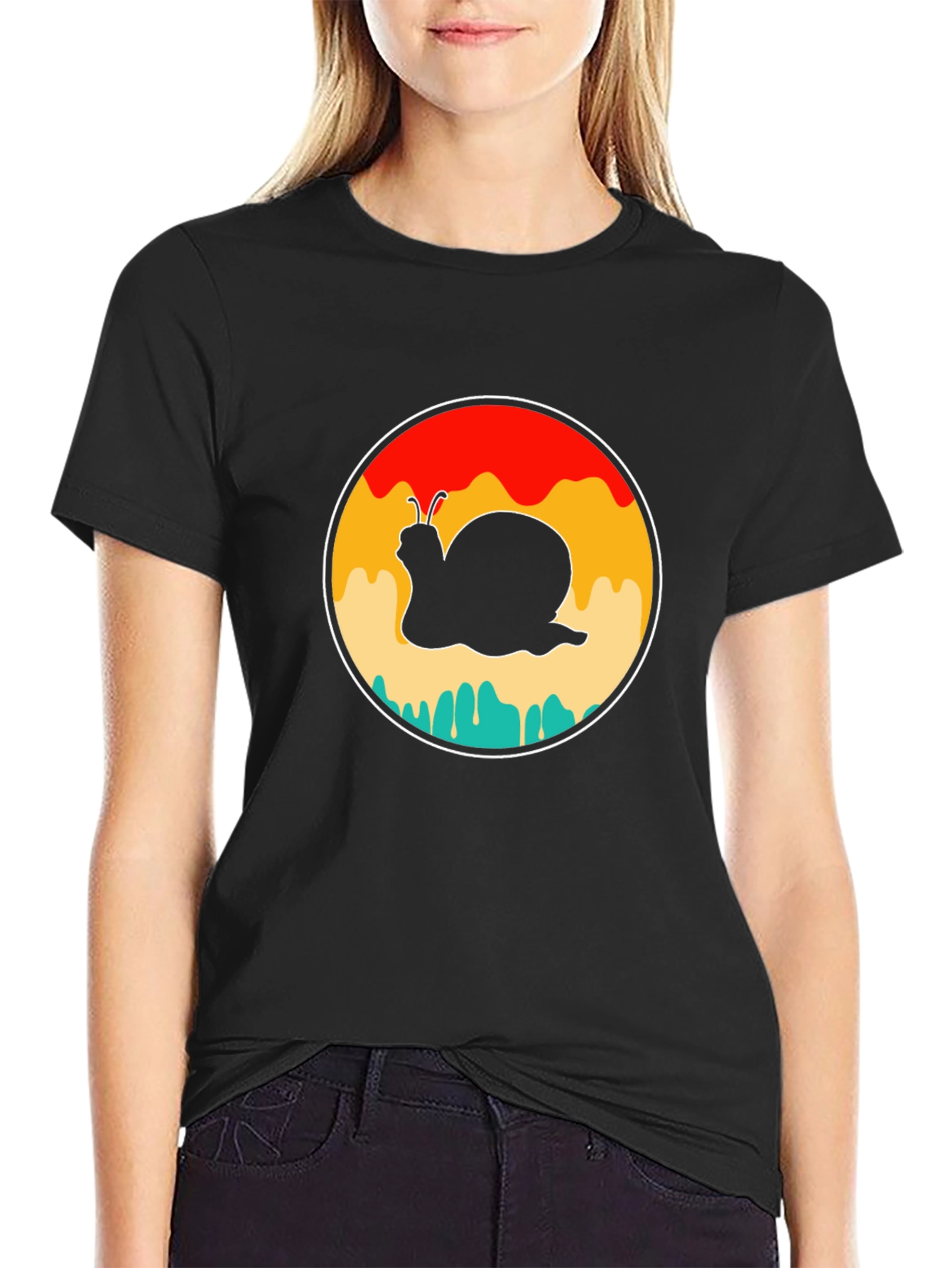 Retro Snail Graphic Tee - Stylish Black T-Shirt