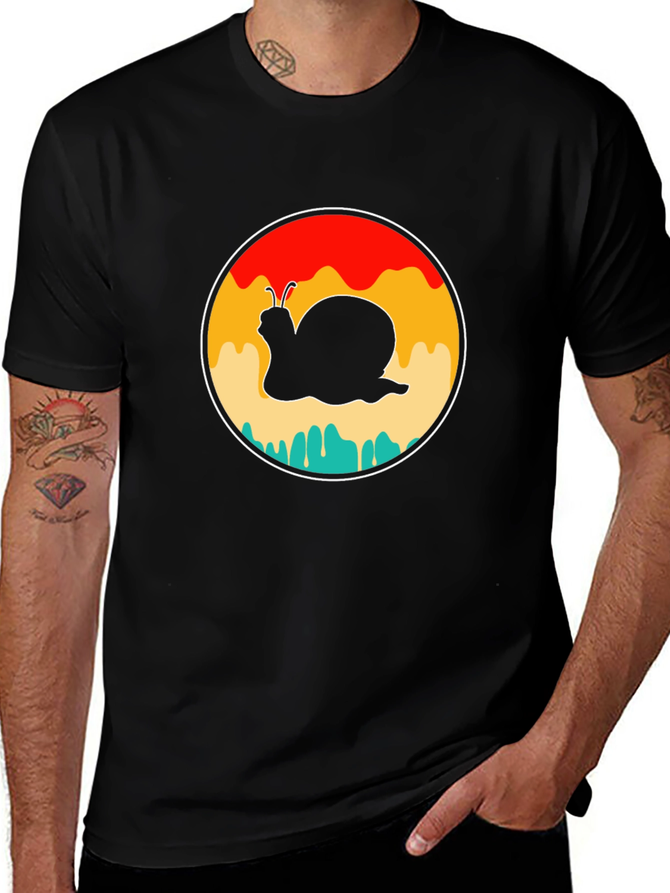 Retro Snail Graphic Tee - Stylish Black T-Shirt