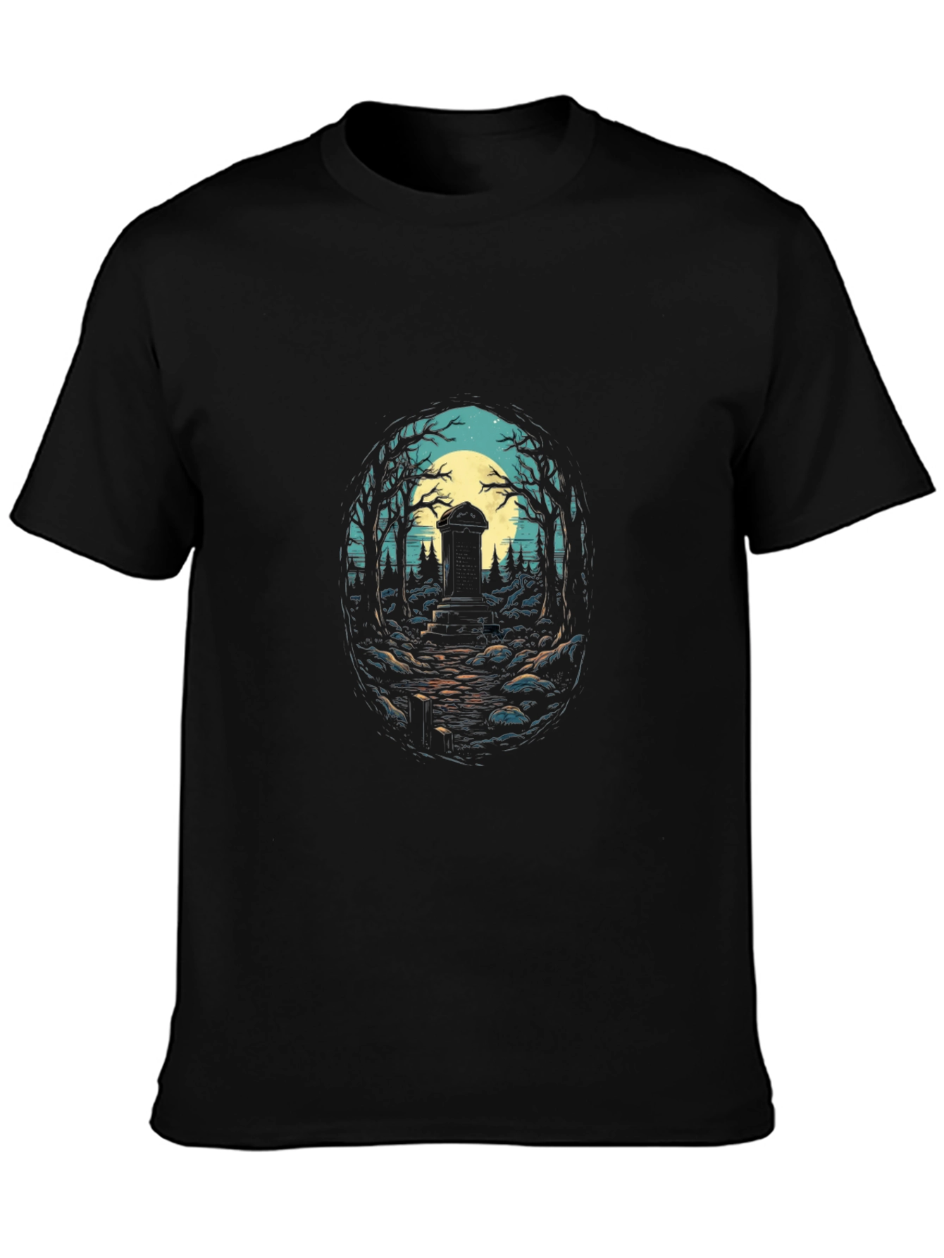 Mystic Tombstone Graphic Tee - Black Cotton Comfort