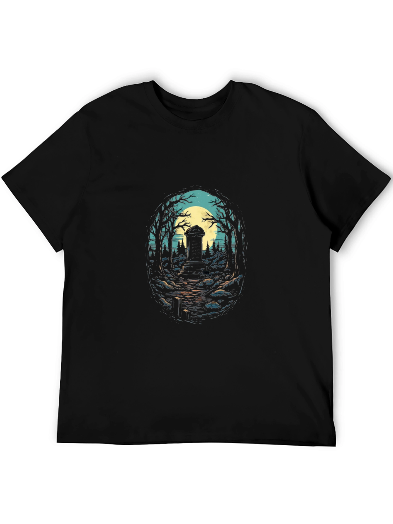 Mystic Tombstone Graphic Tee - Black Cotton Comfort