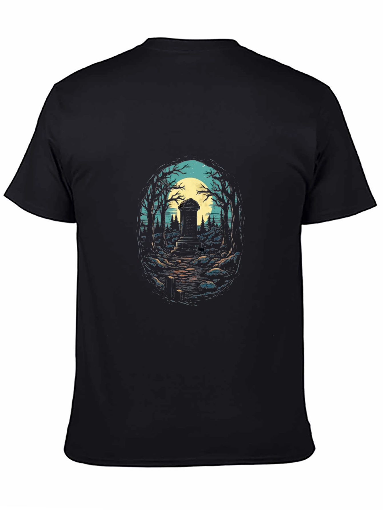 Mystic Tombstone Graphic Tee - Black Cotton Comfort