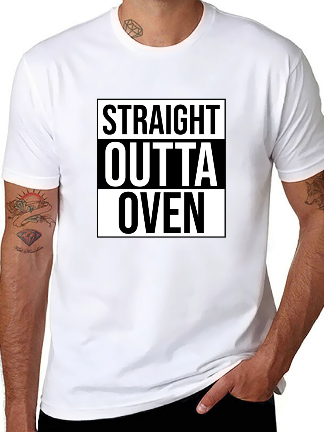 Straight Outta Oven Black Graphic Tee Shirt