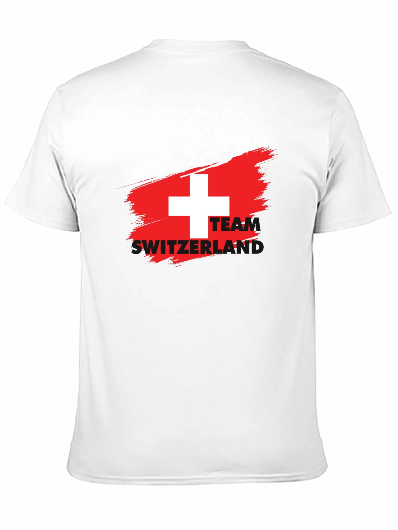 Swiss Flag Team T-Shirt - Black Crew Neck Tee