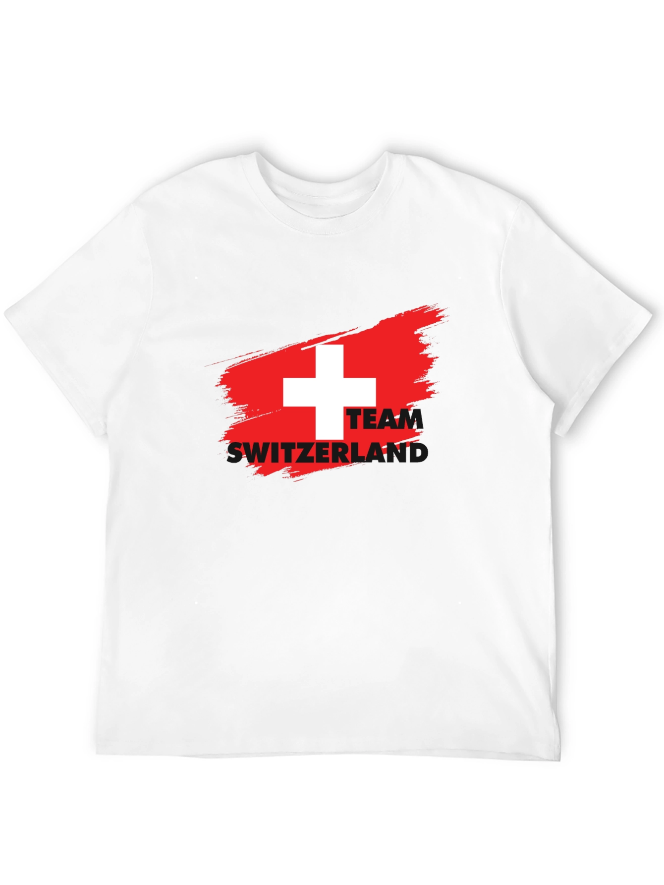 Swiss Flag Team T-Shirt - Black Crew Neck Tee