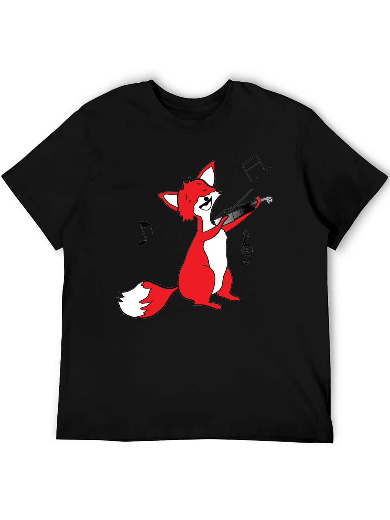 Fox Violinist T-Shirt - Black Graphic Tee