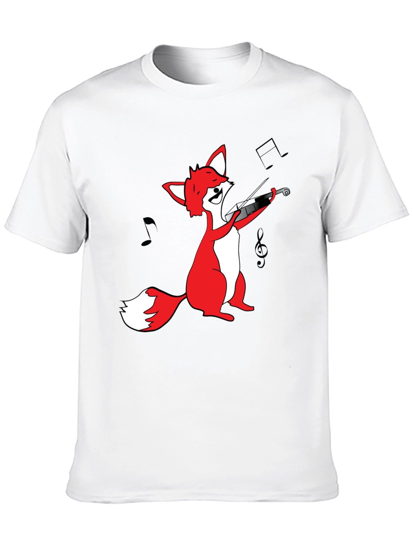 Fox Violinist T-Shirt - Black Graphic Tee