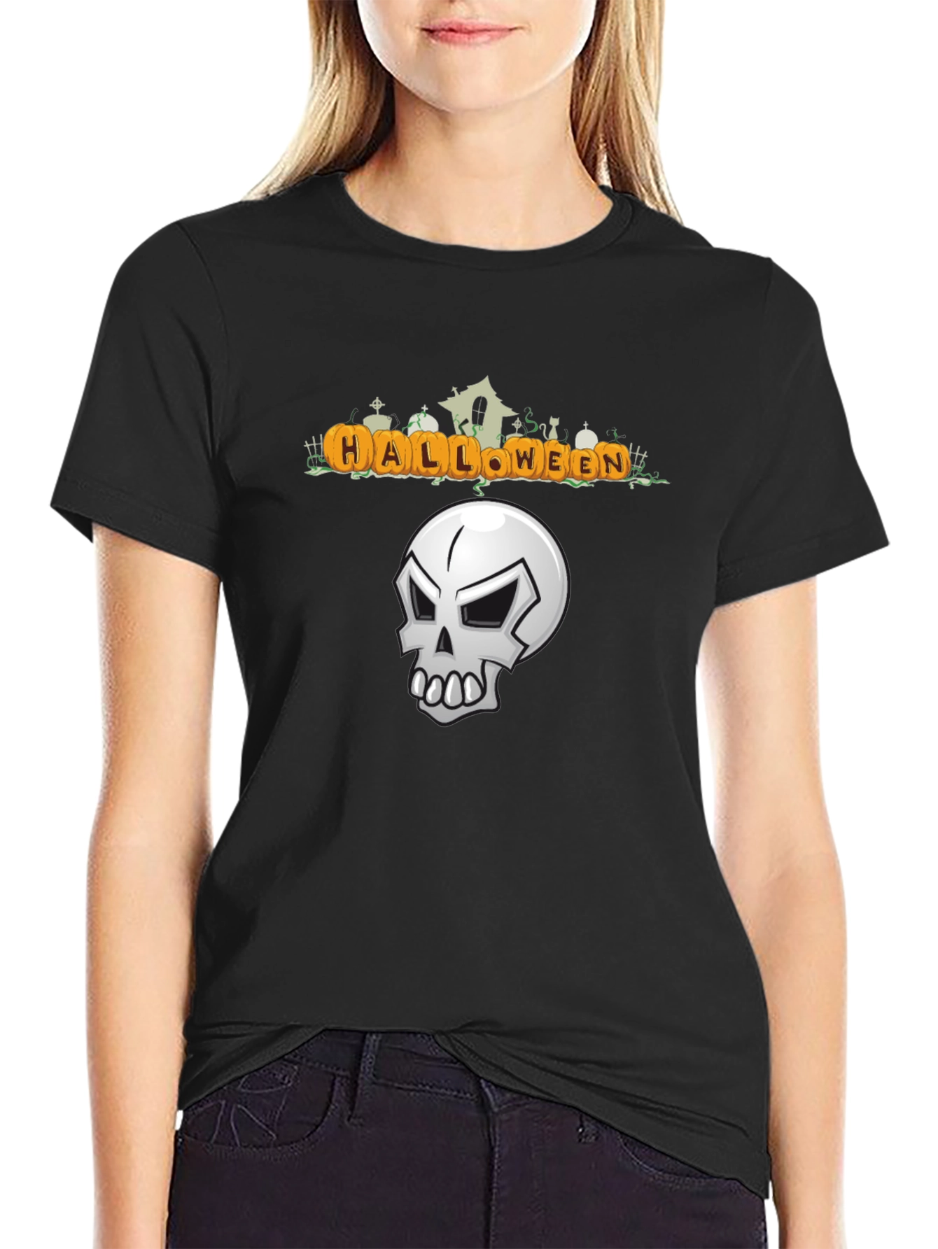 Halloween Graphic Tee - Skull Design