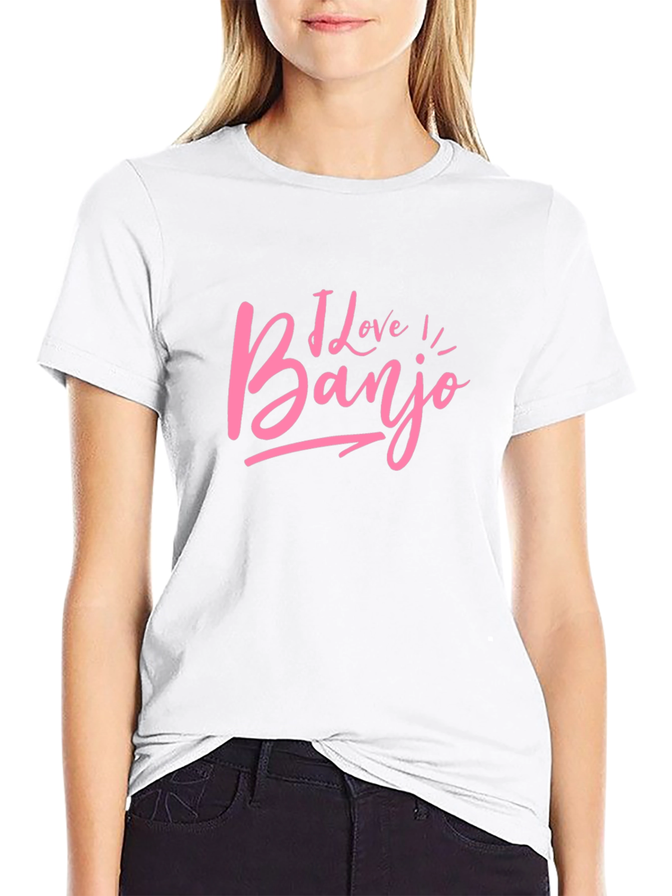 I Love Banjo T-Shirt - Pink Graphic Tee
