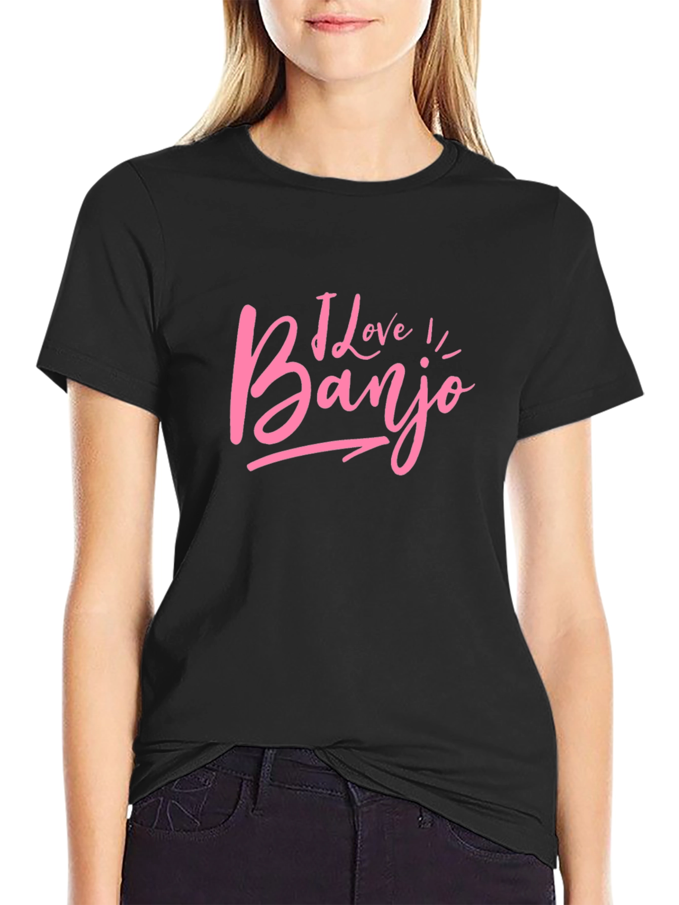 I Love Banjo T-Shirt - Pink Graphic Tee