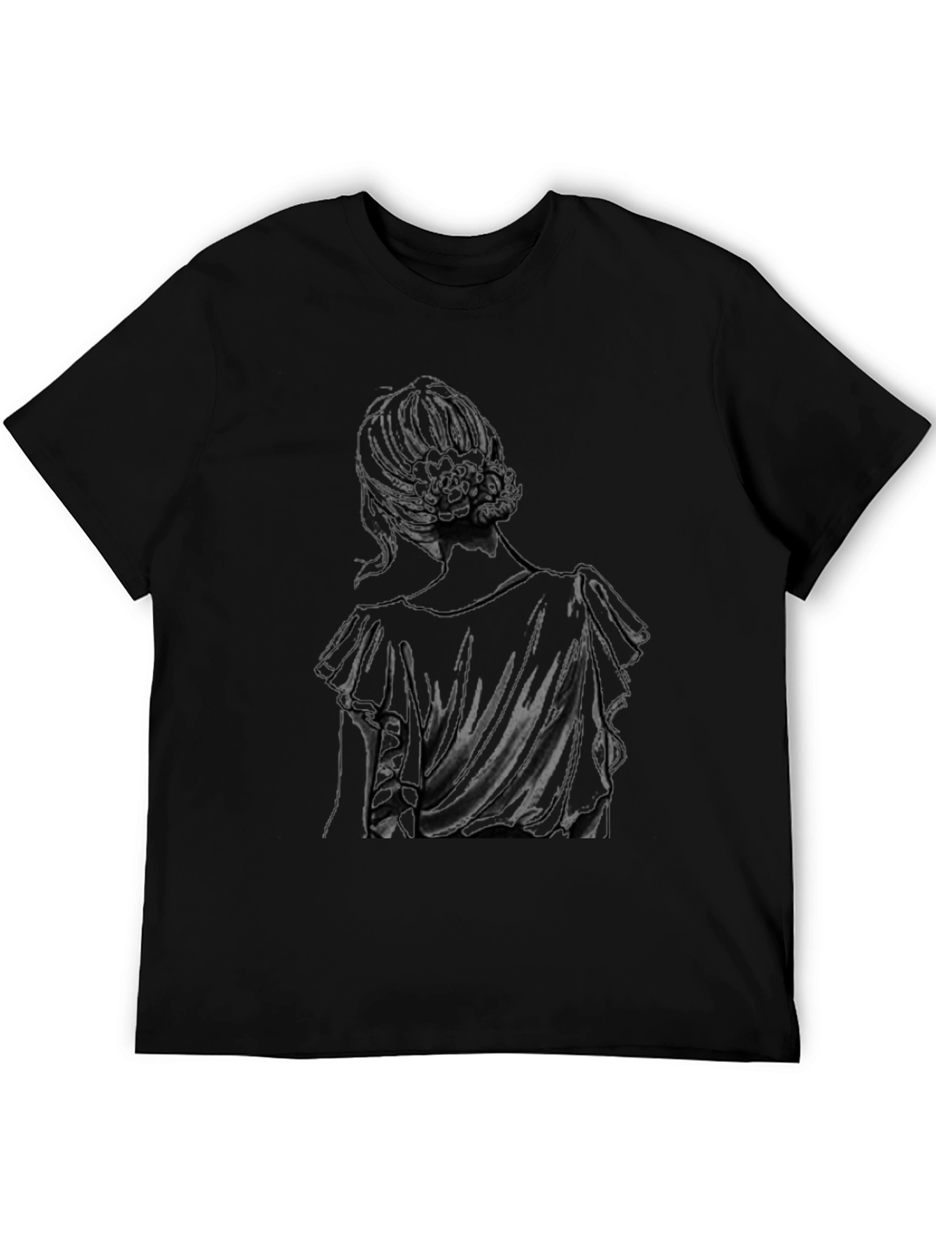 Elegant Woman Back Print Black T-Shirt